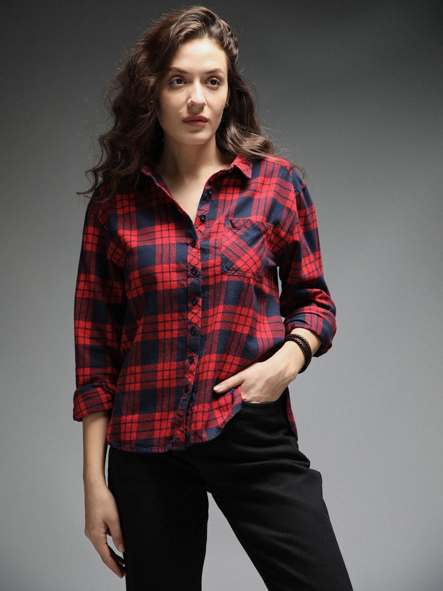 women-red-smart-casual-regular-fit-spread-collar-long-sleeves-shirt