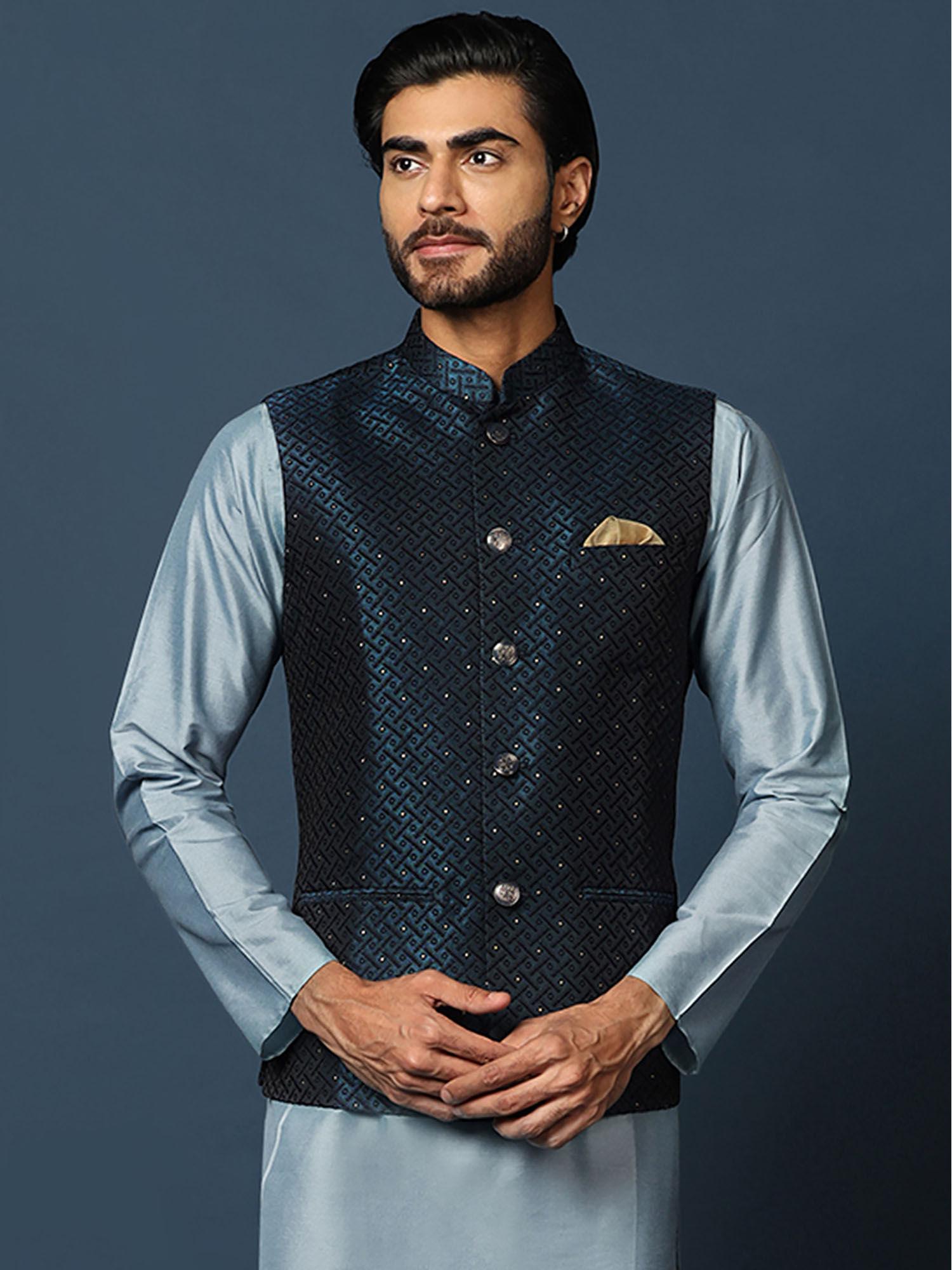 men-teal-embellished-and-sequined-nehru-jacket