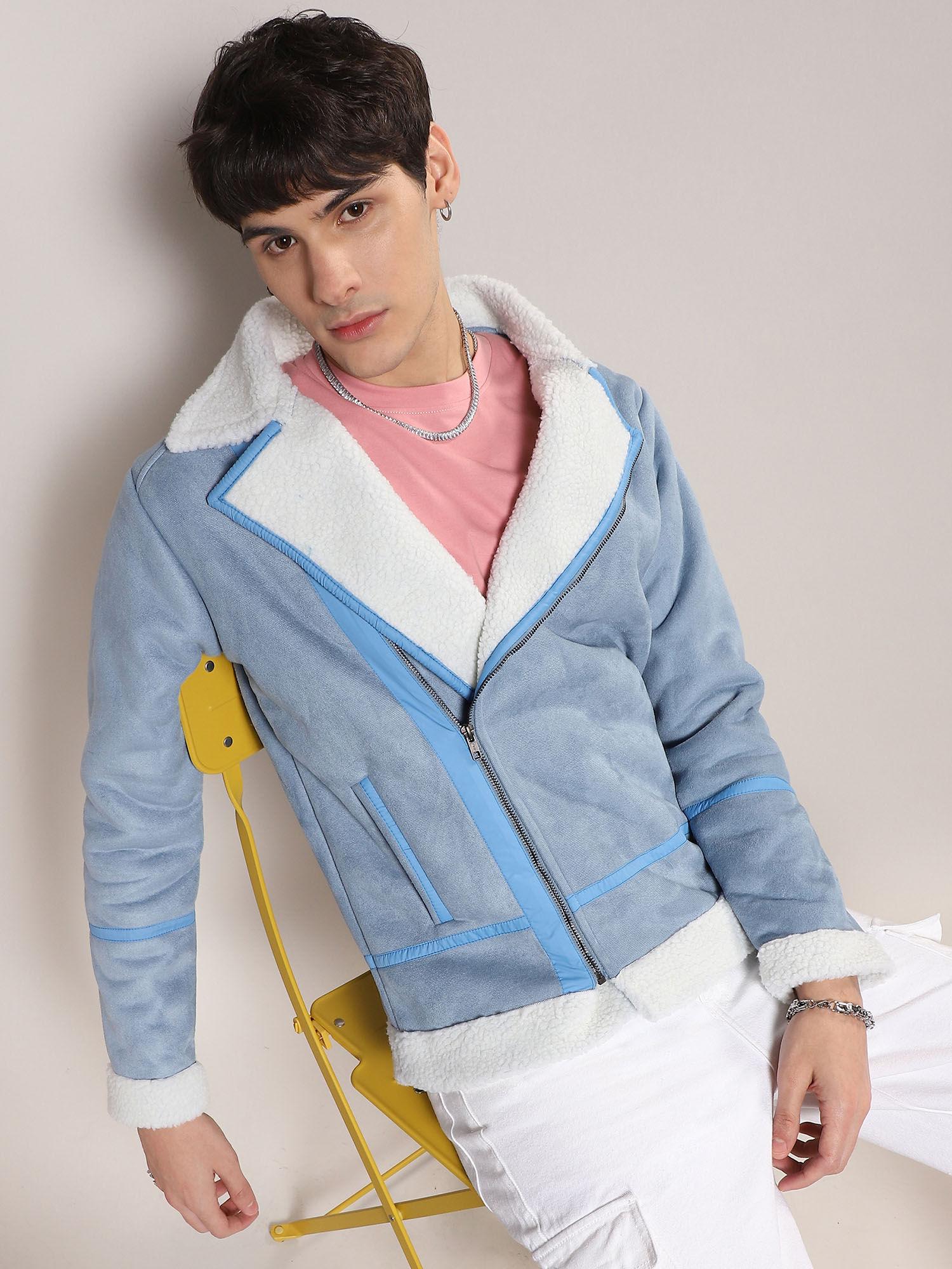 mens-icy-blue-&-chalk-white-fleece-lined-biker-jacket