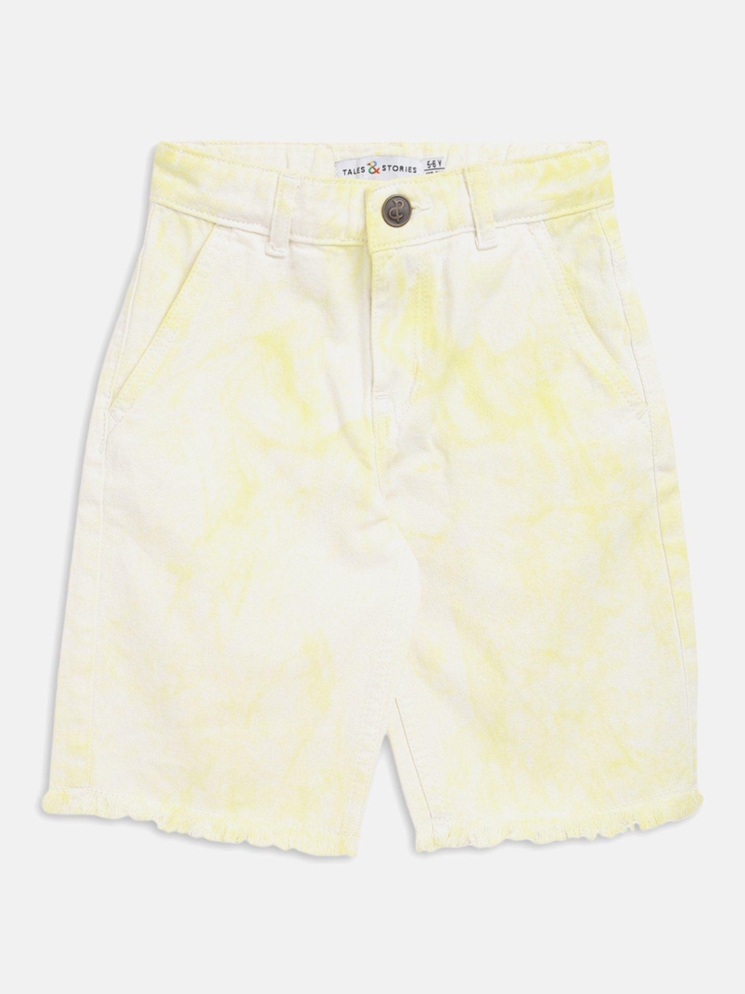 boys-yellow-cotton-regular-fit-tie-die-shorts