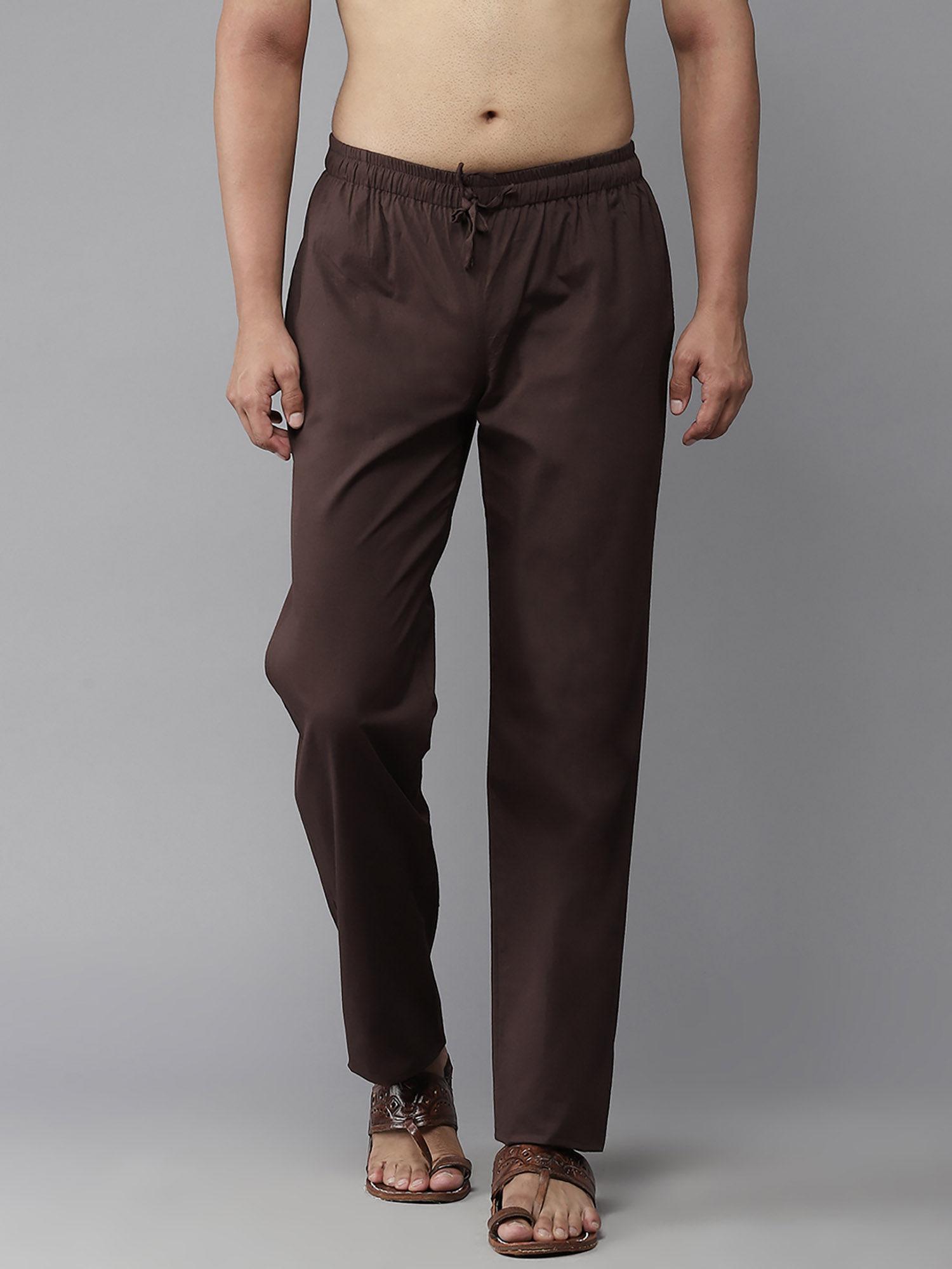 men-brown-solid-pyjamas