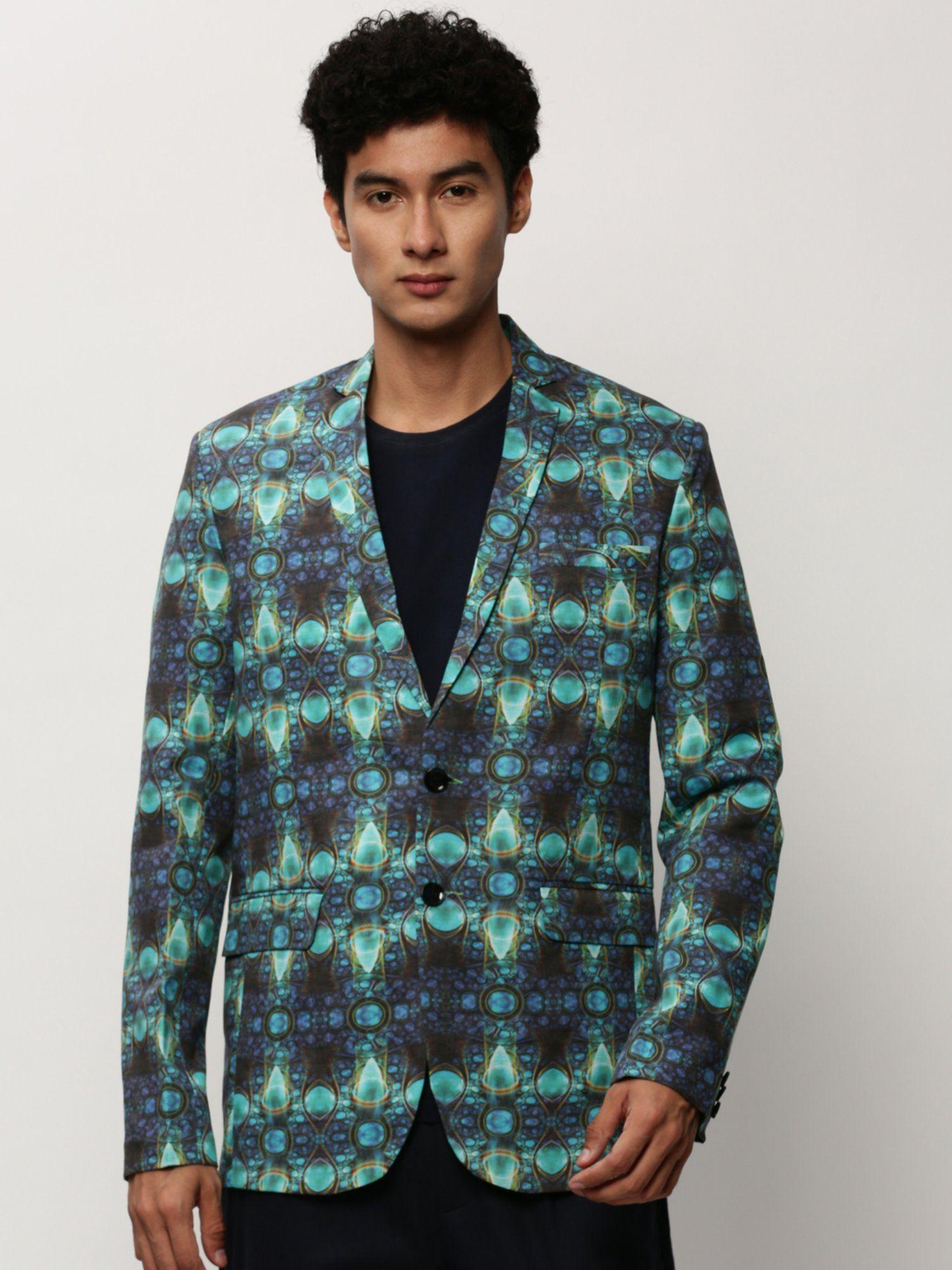 men-notched-lapel-printed-turquoise-blue-single-breasted-blazer