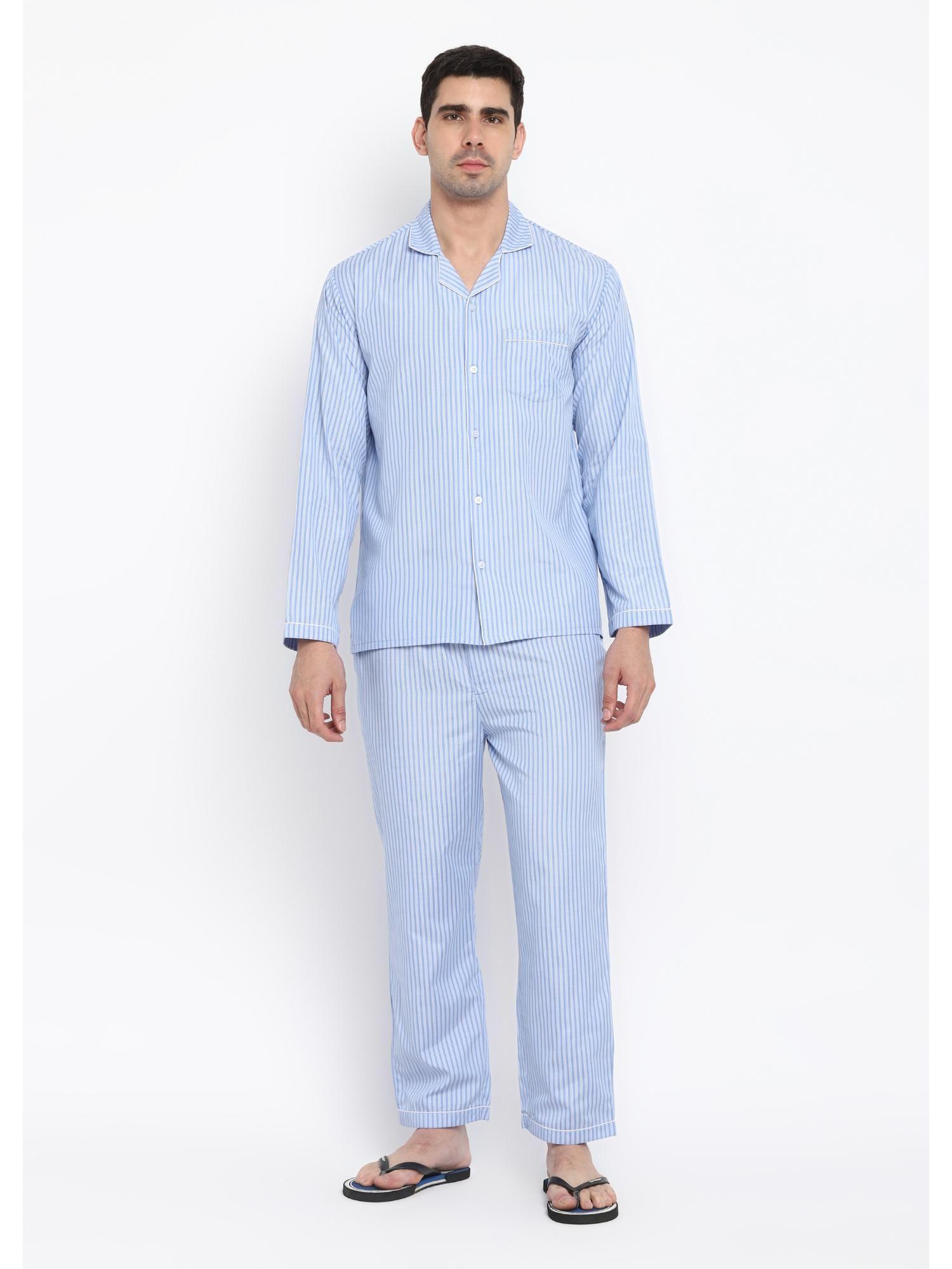 bold-and-thin-stripes-long-sleeve-pure-cotton-night-suit-(set-of-2)