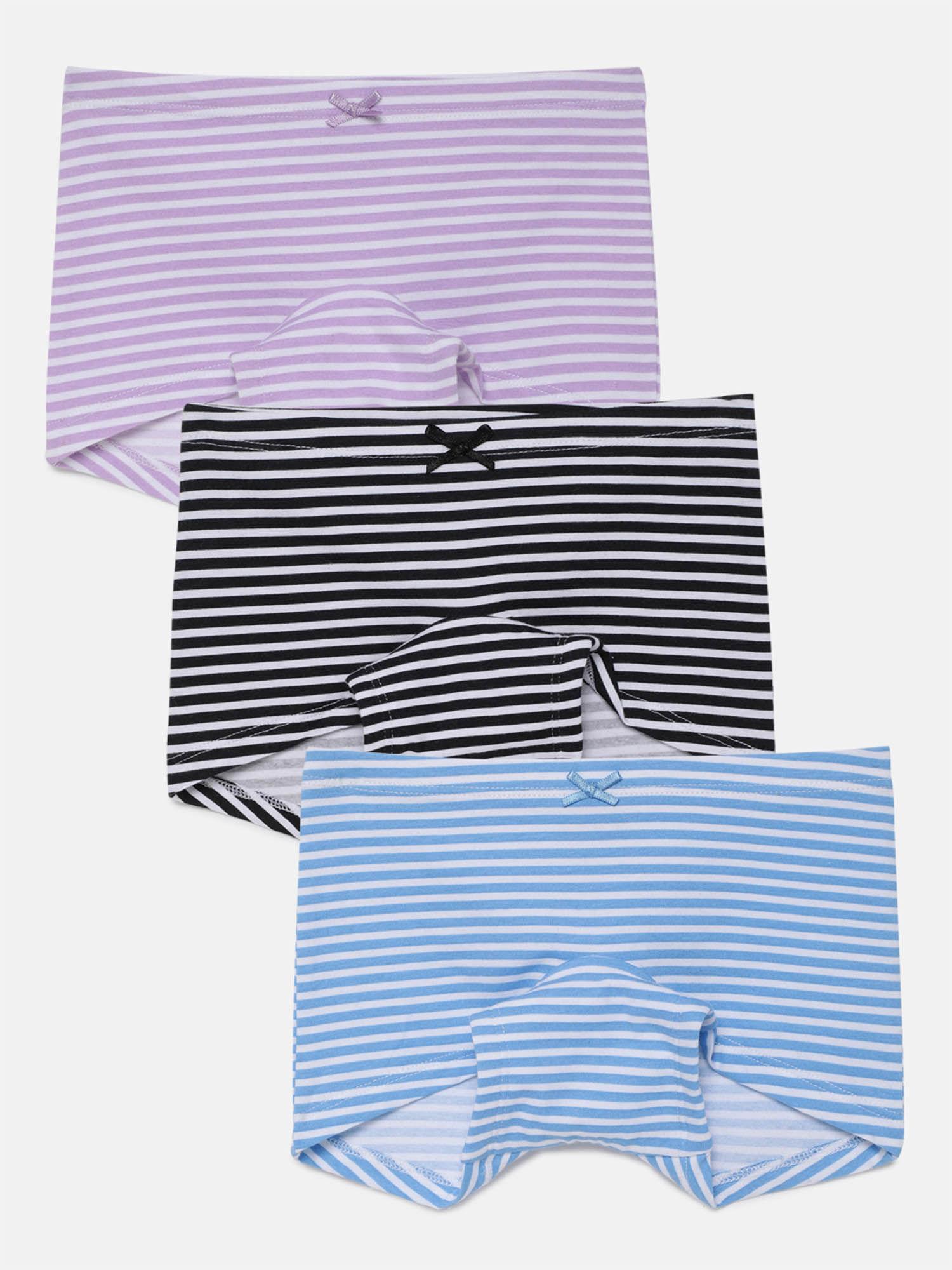 girls-striped-cotton-boxer-purple,-black-and-blue-(pack-of-3)