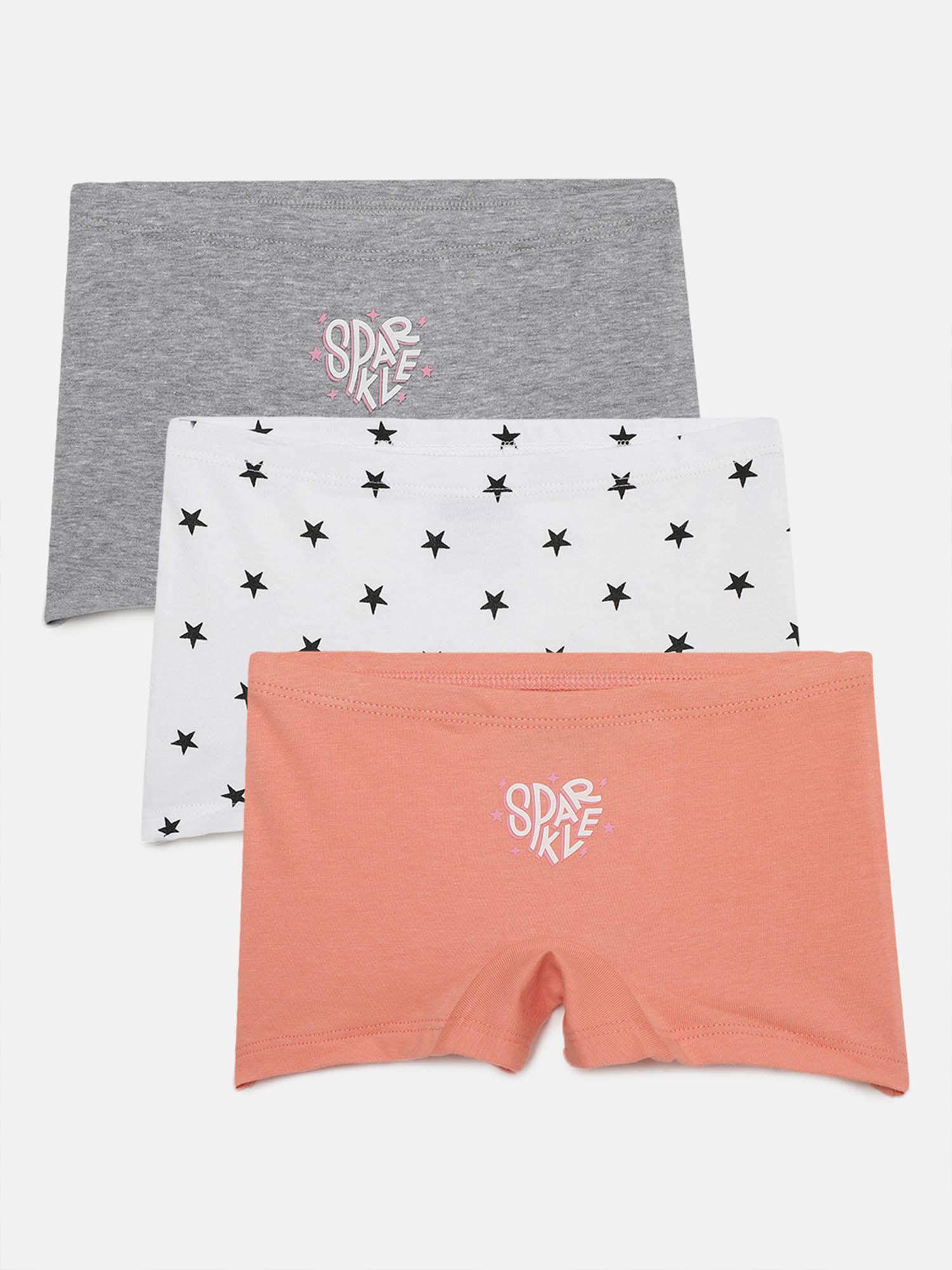 girls-printed-cotton-boxer-grey-melange,-white-and-coral-(pack-of-3)