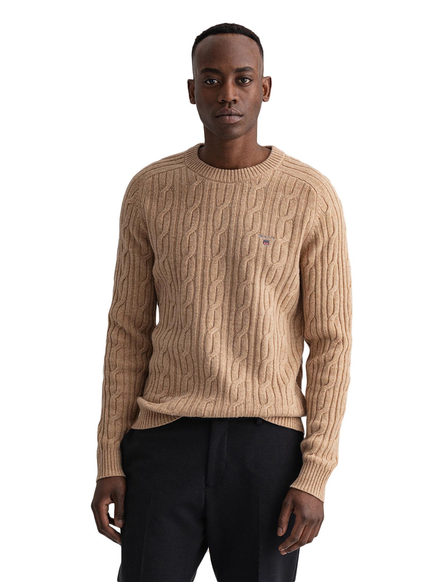 men-khaki-patterned-regular-fit-sweater