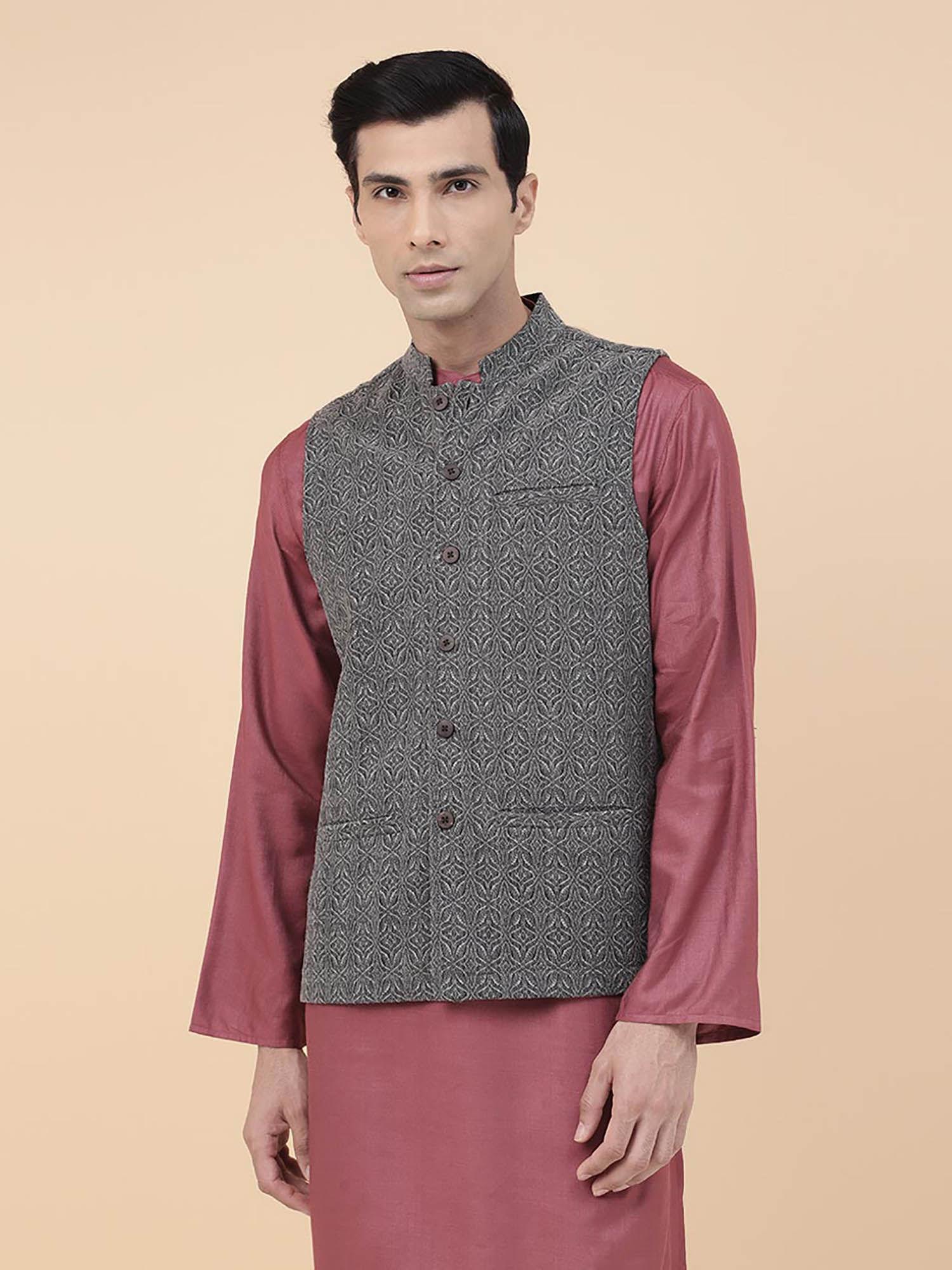 grey-wool-blend-printed-nehru-jacket