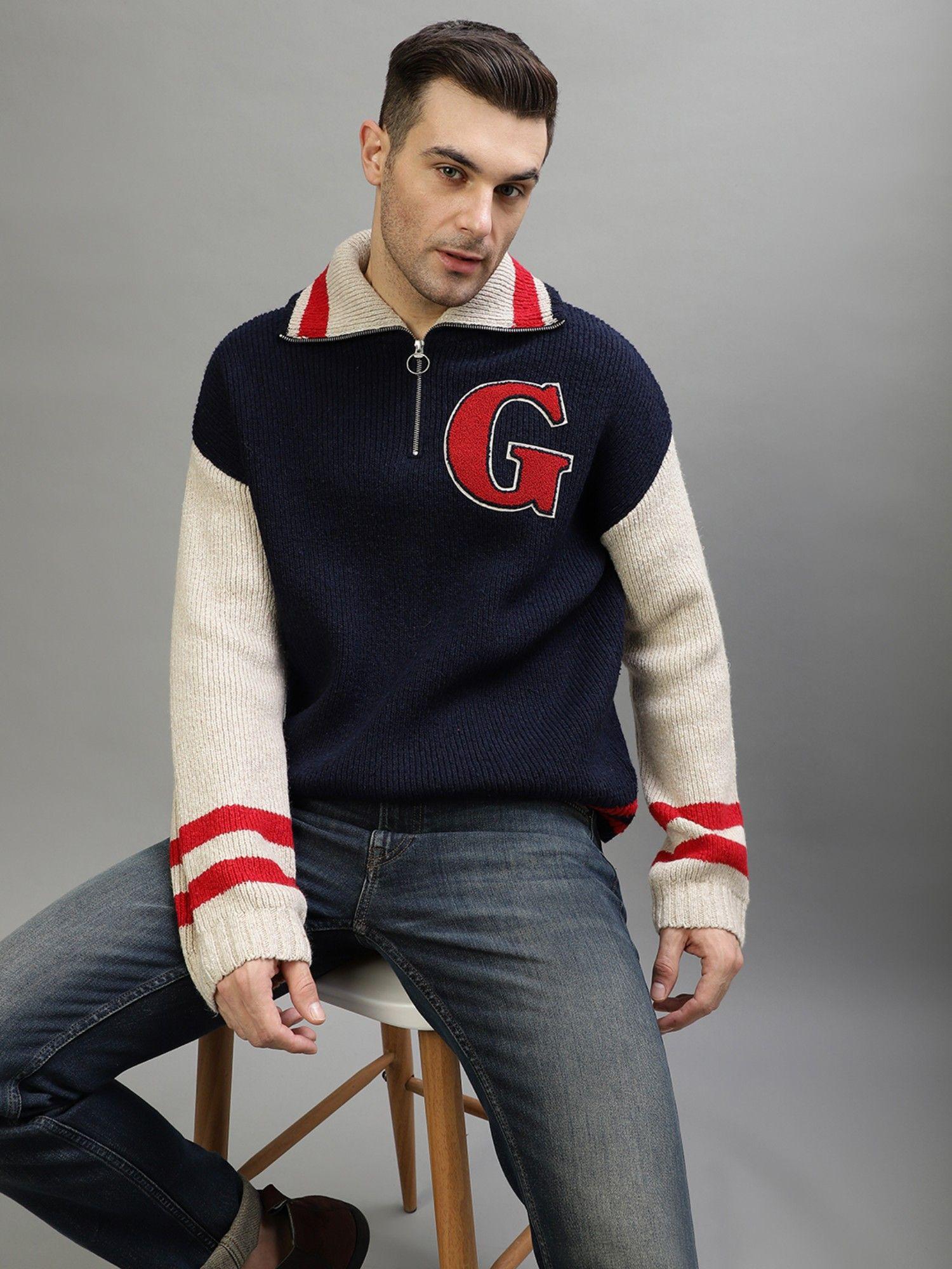 men-color-blocked-cutway-collar-full-sleeves-sweater