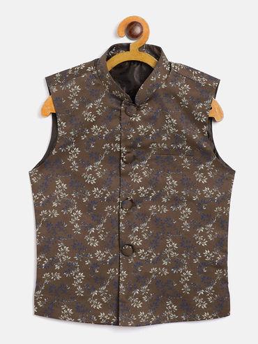 vastramay-boys-coffee-brown-cotton-blend-nehru-jacket
