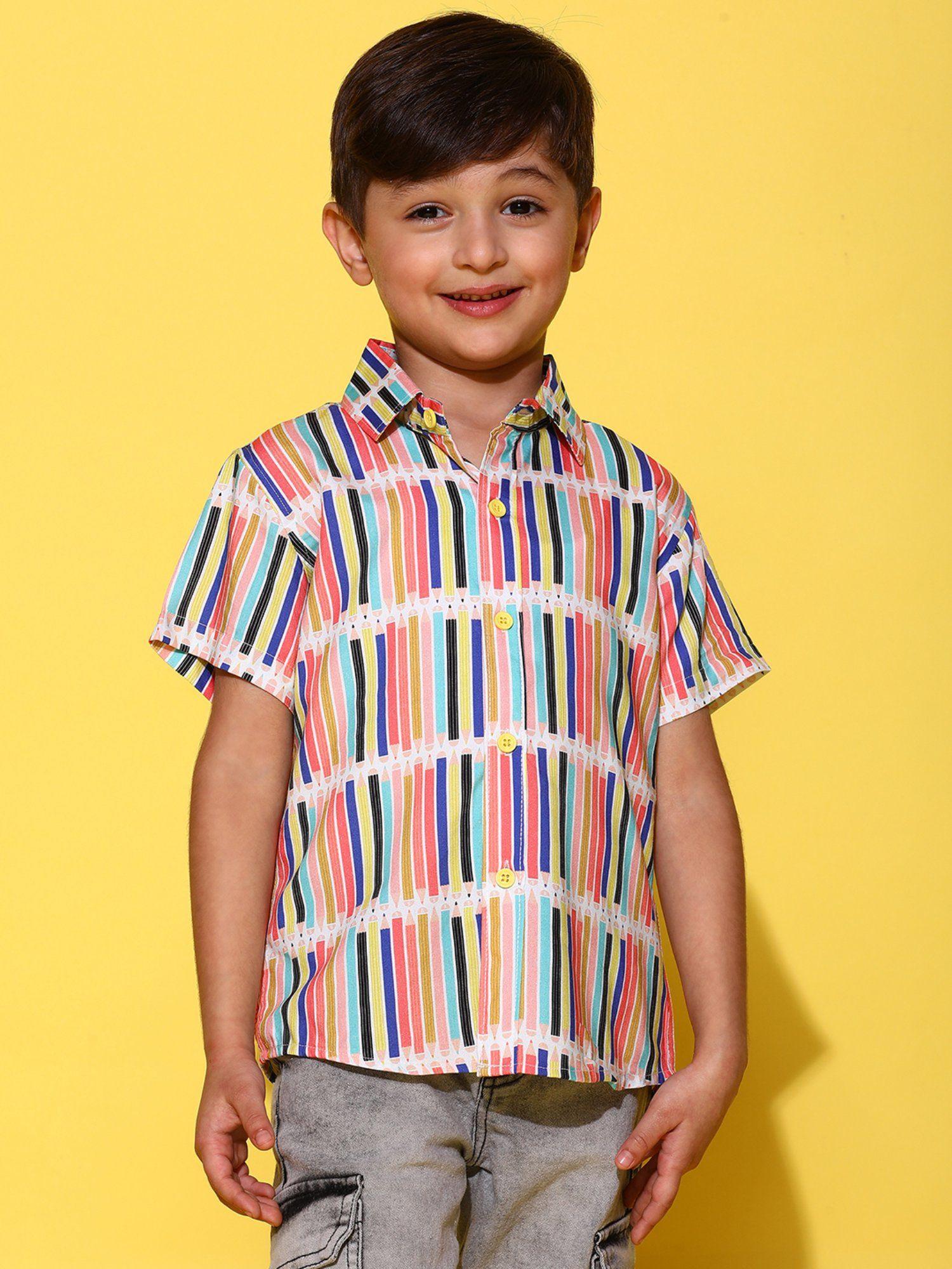 boys-half-sleeves-viscos-stripes-regular-fit-shirt