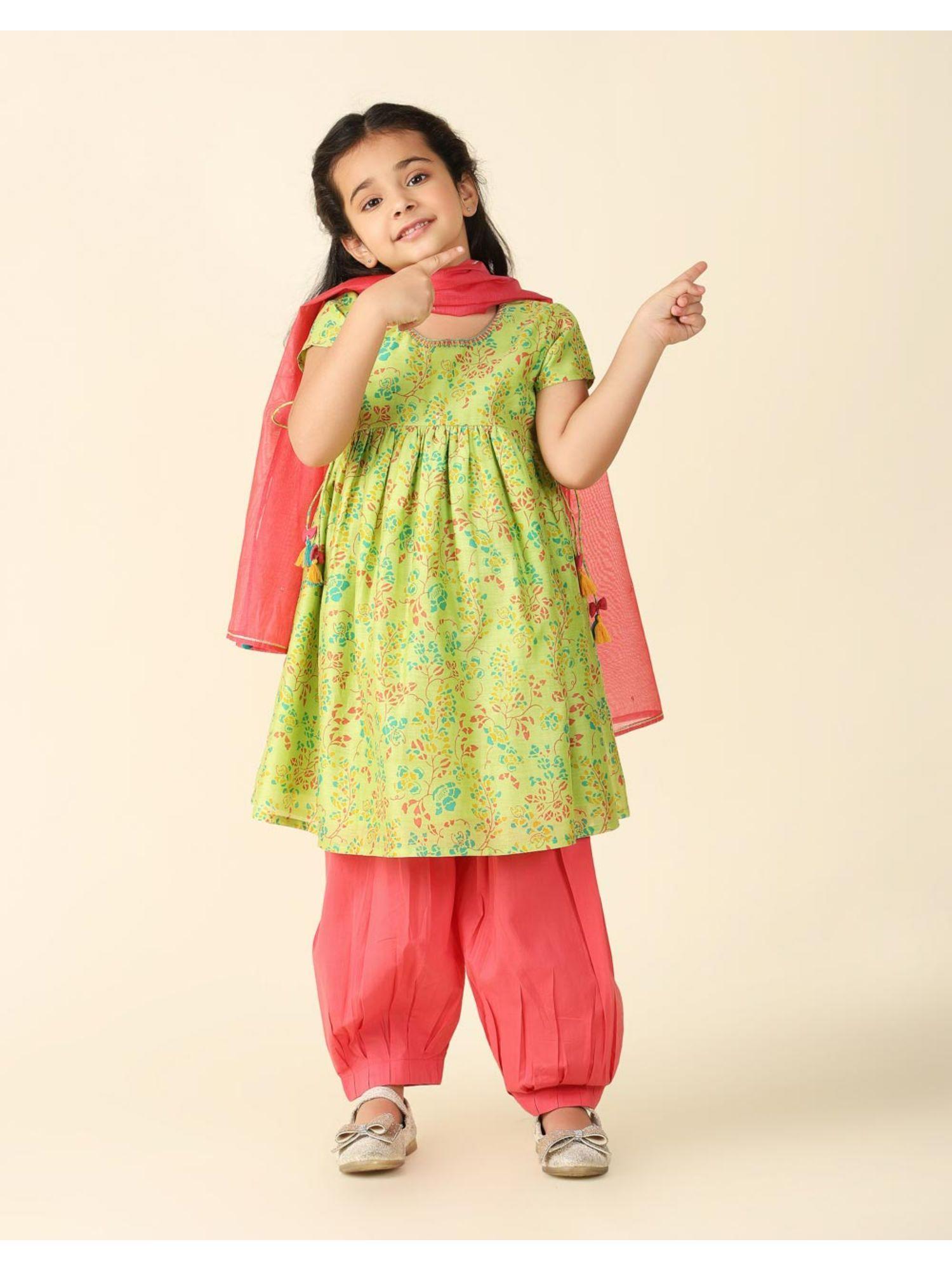 green-cotton-silk-printed-salwar-(set-of-3)