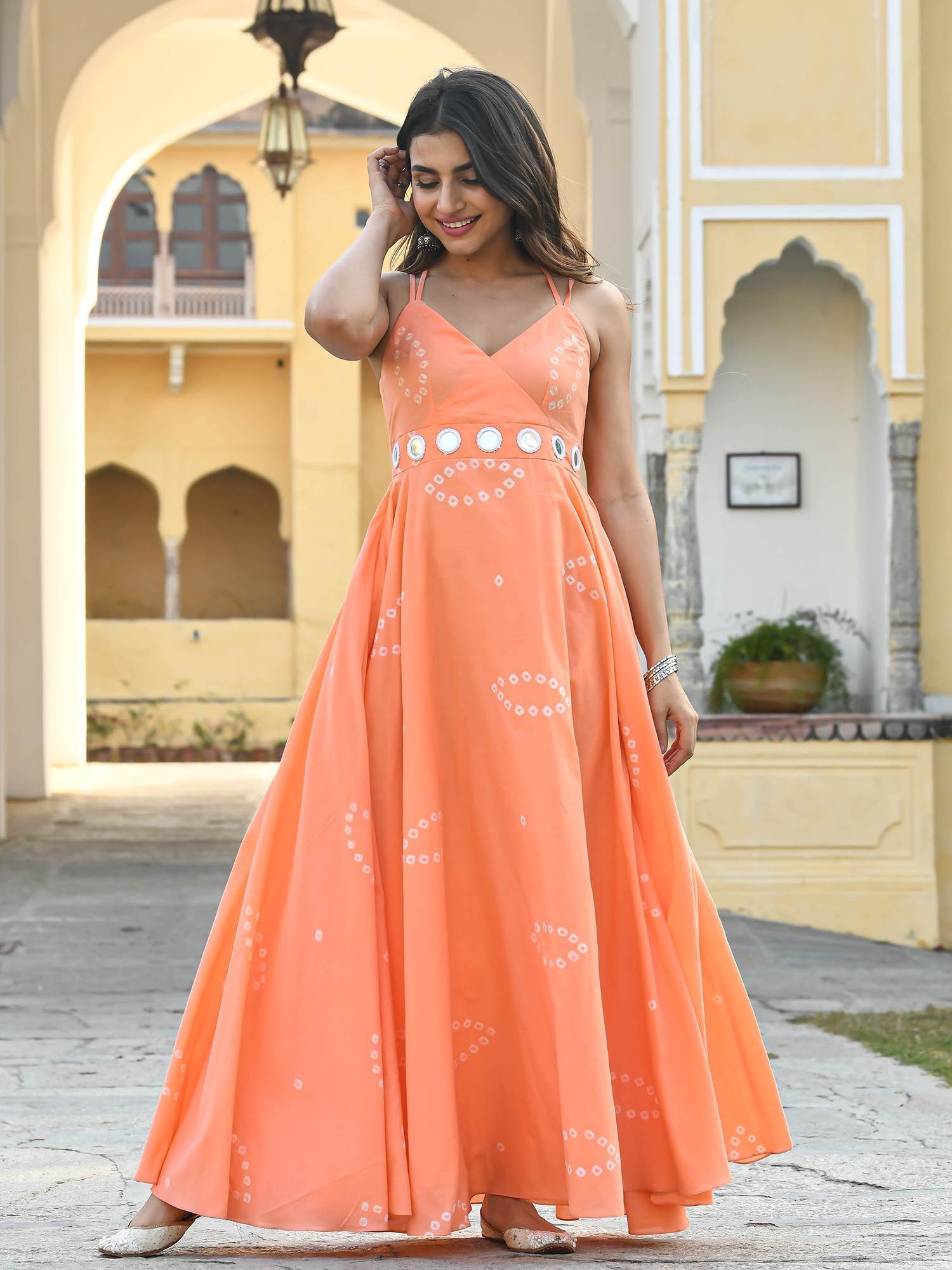 peach-bandhej-cotton-dress