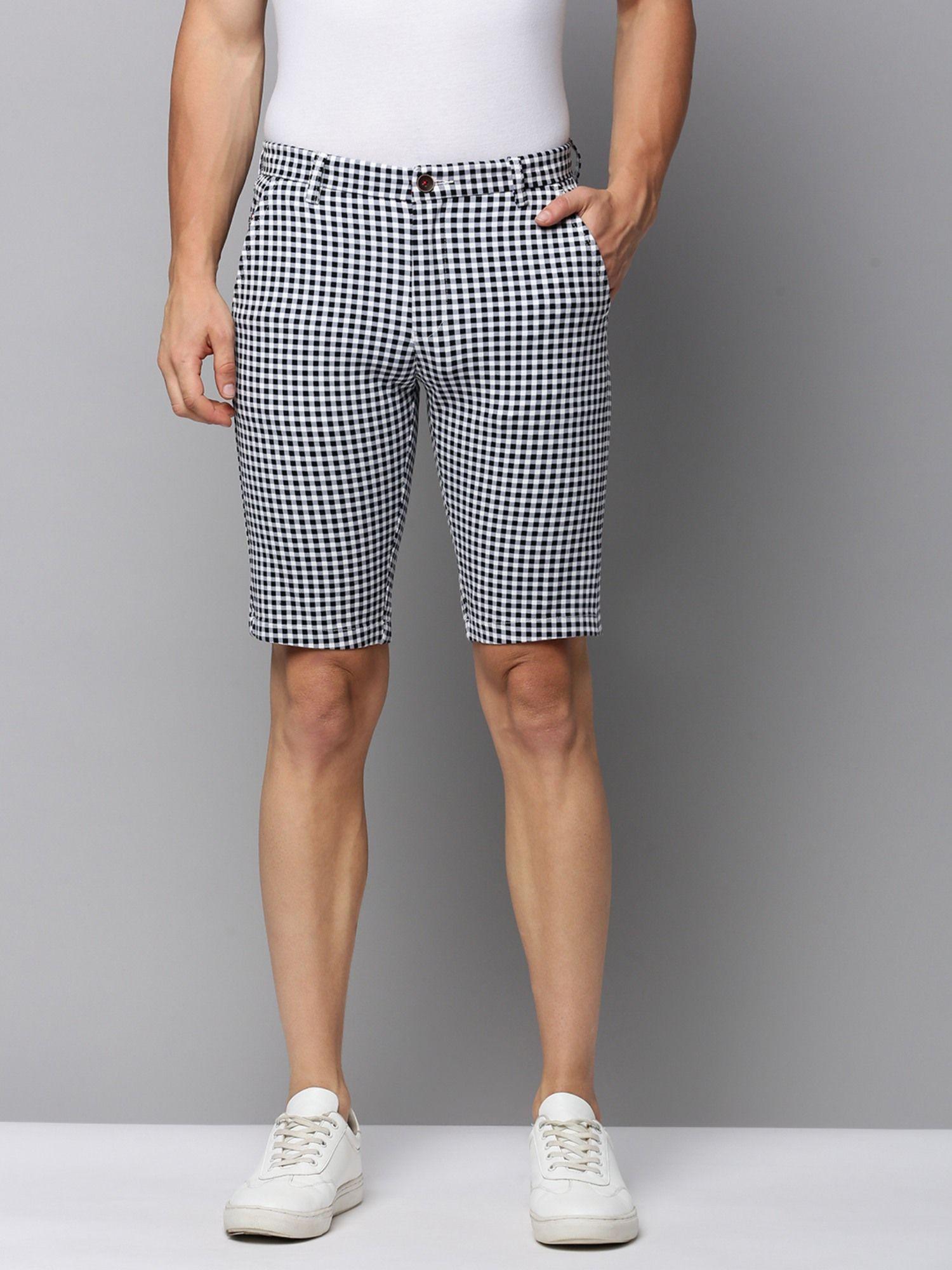 mens-knee-length-checked-grey-mid-rise-regular-shorts