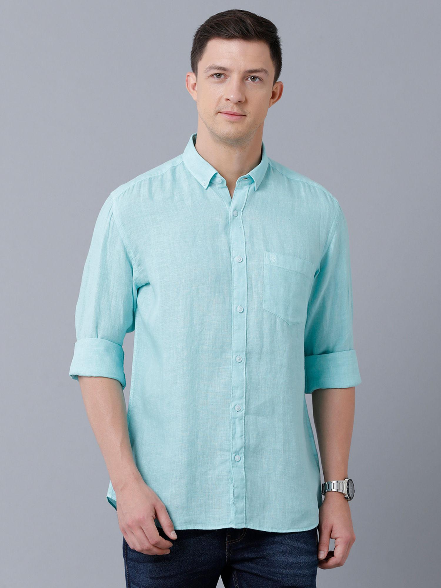 men's-pure-linen-green-solid-regular-fit-full-sleeve-casual-shirt