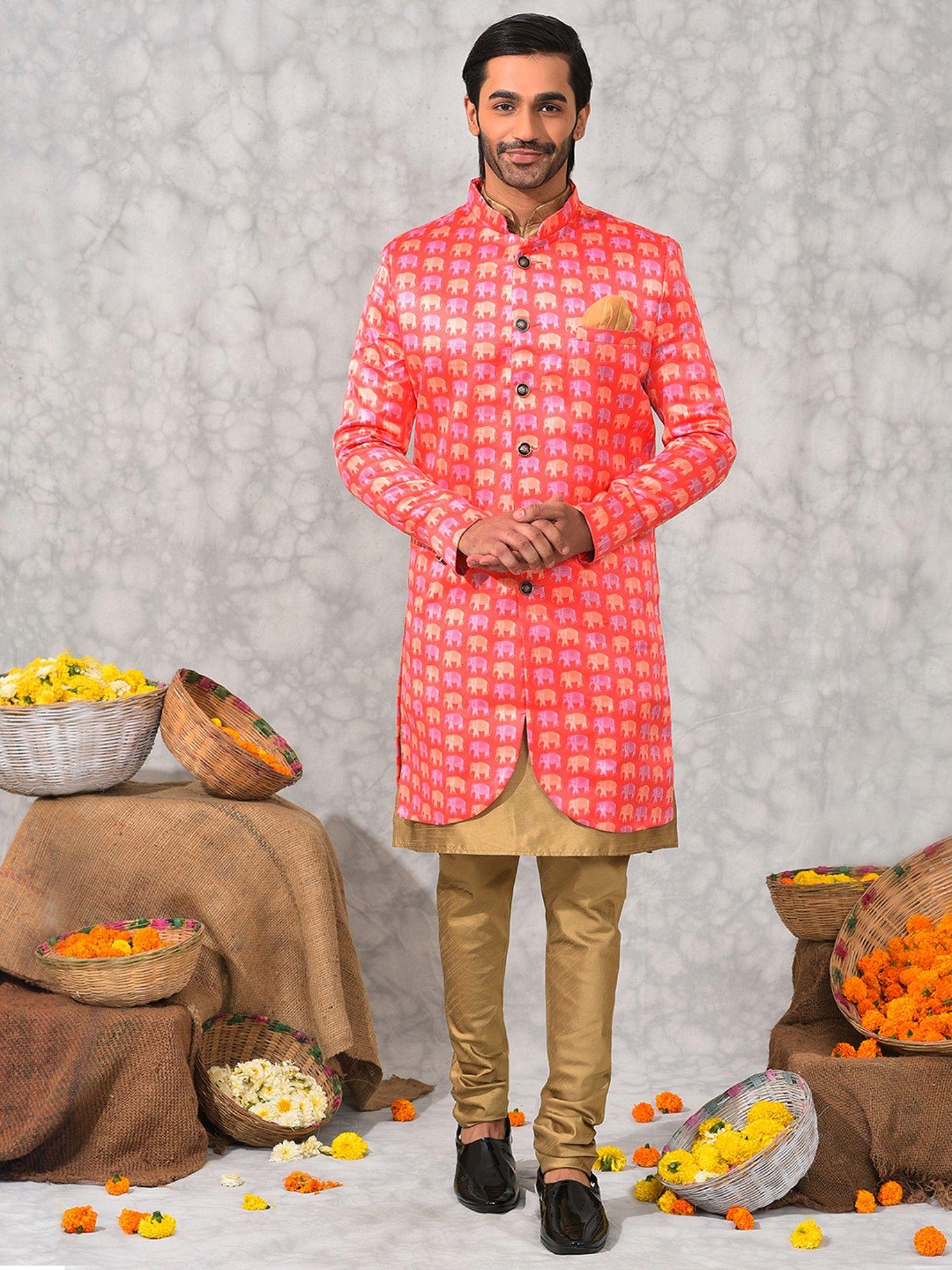 men-party-wear-kurta-pyjama-with-sherwani-pink-(set-of-3)