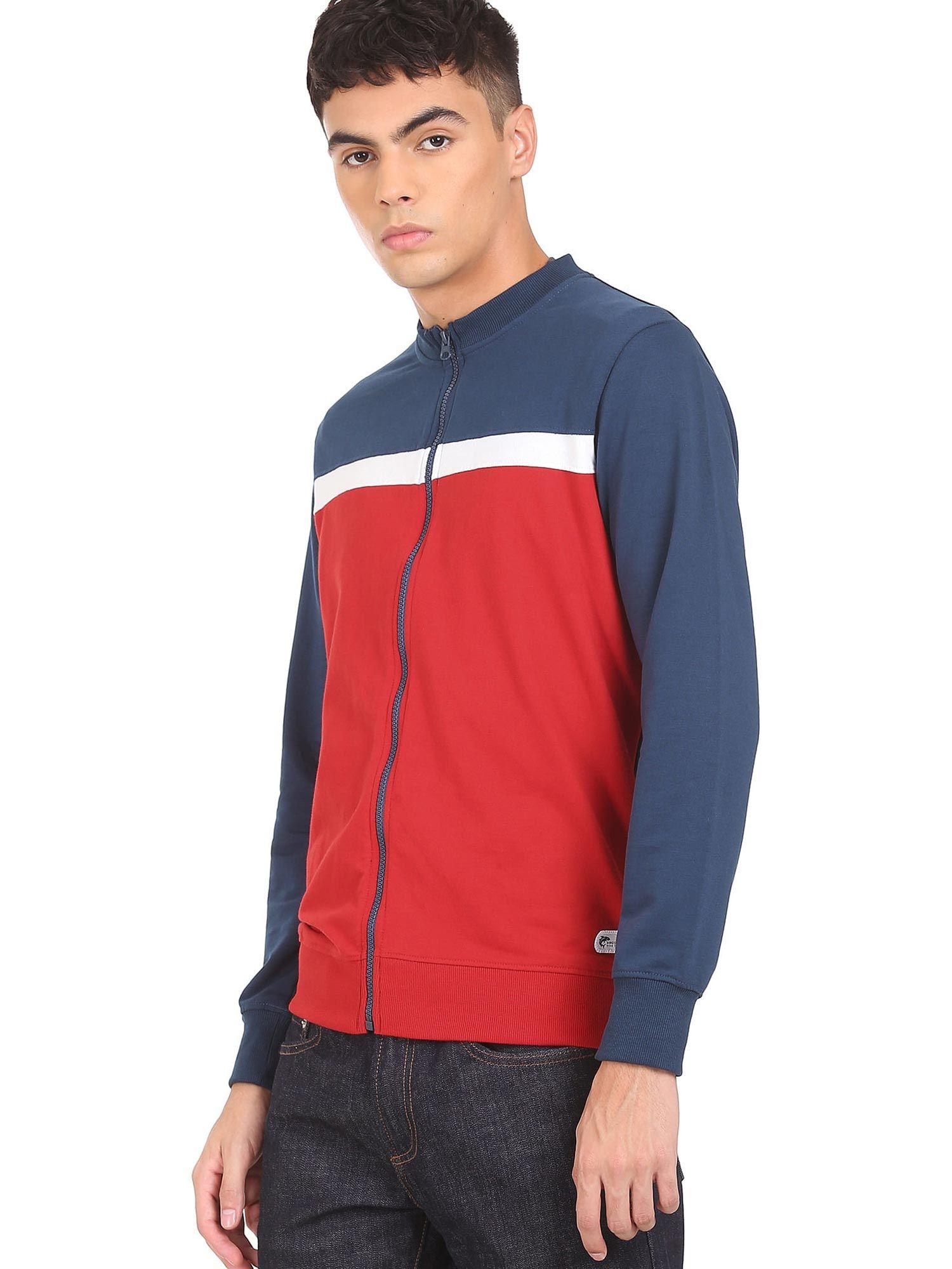 men-navy-and-red-long-sleeve-colour-blocked-sweatshirt