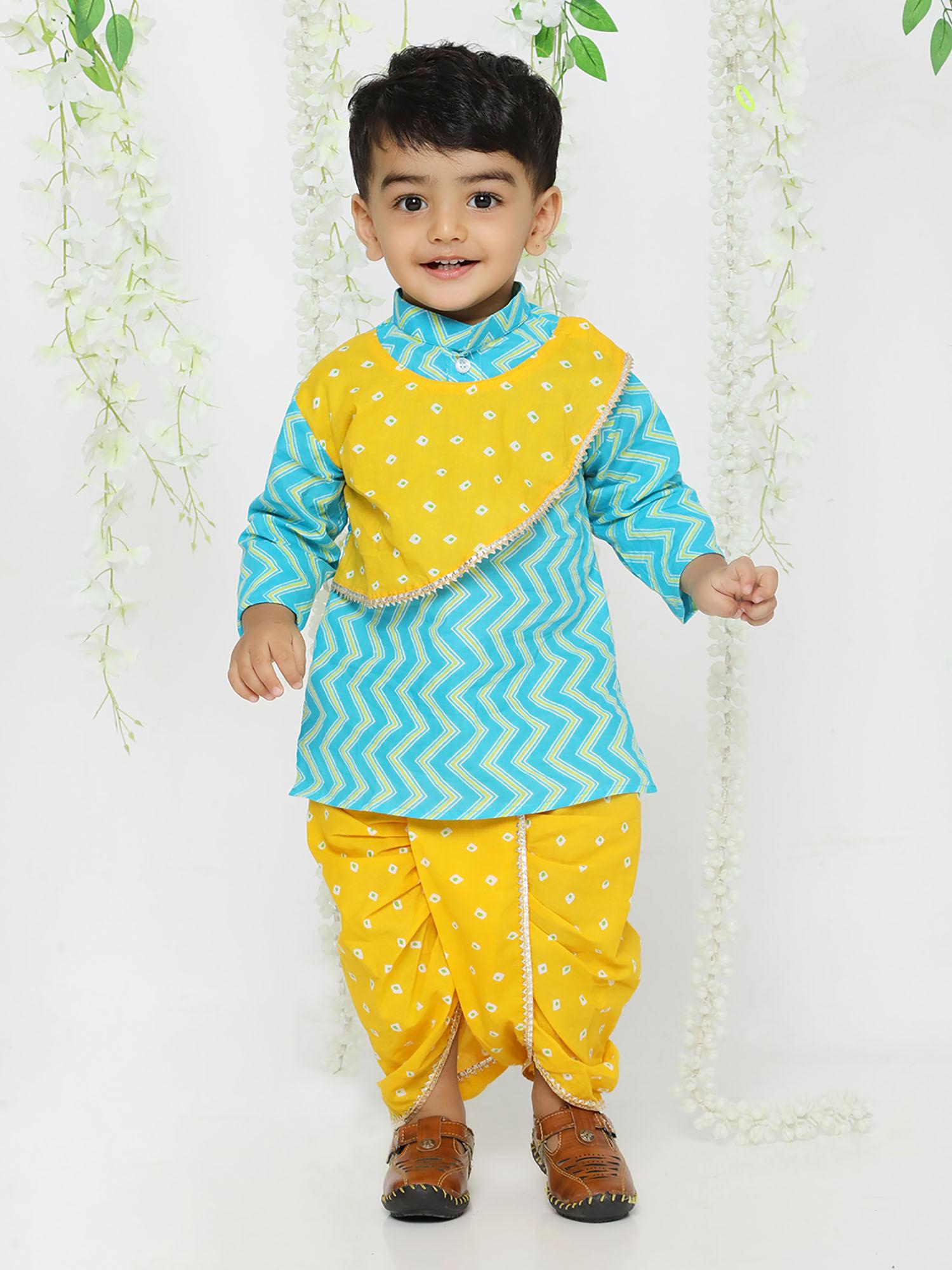 boys-jhankar-sibling-yellow-kurta-dhoti-(set-of-2)