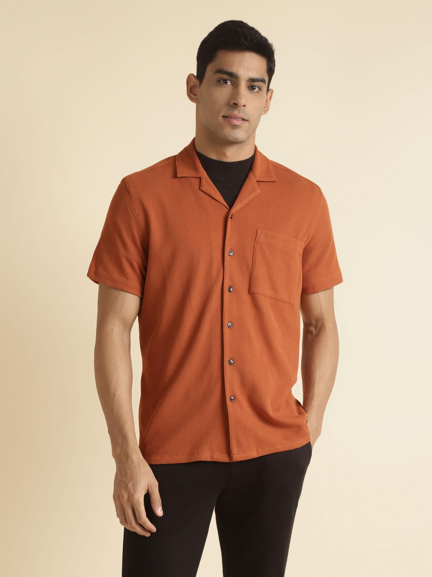 resort-collar-orange-mens-half-sleeve-shirt-regular-fit