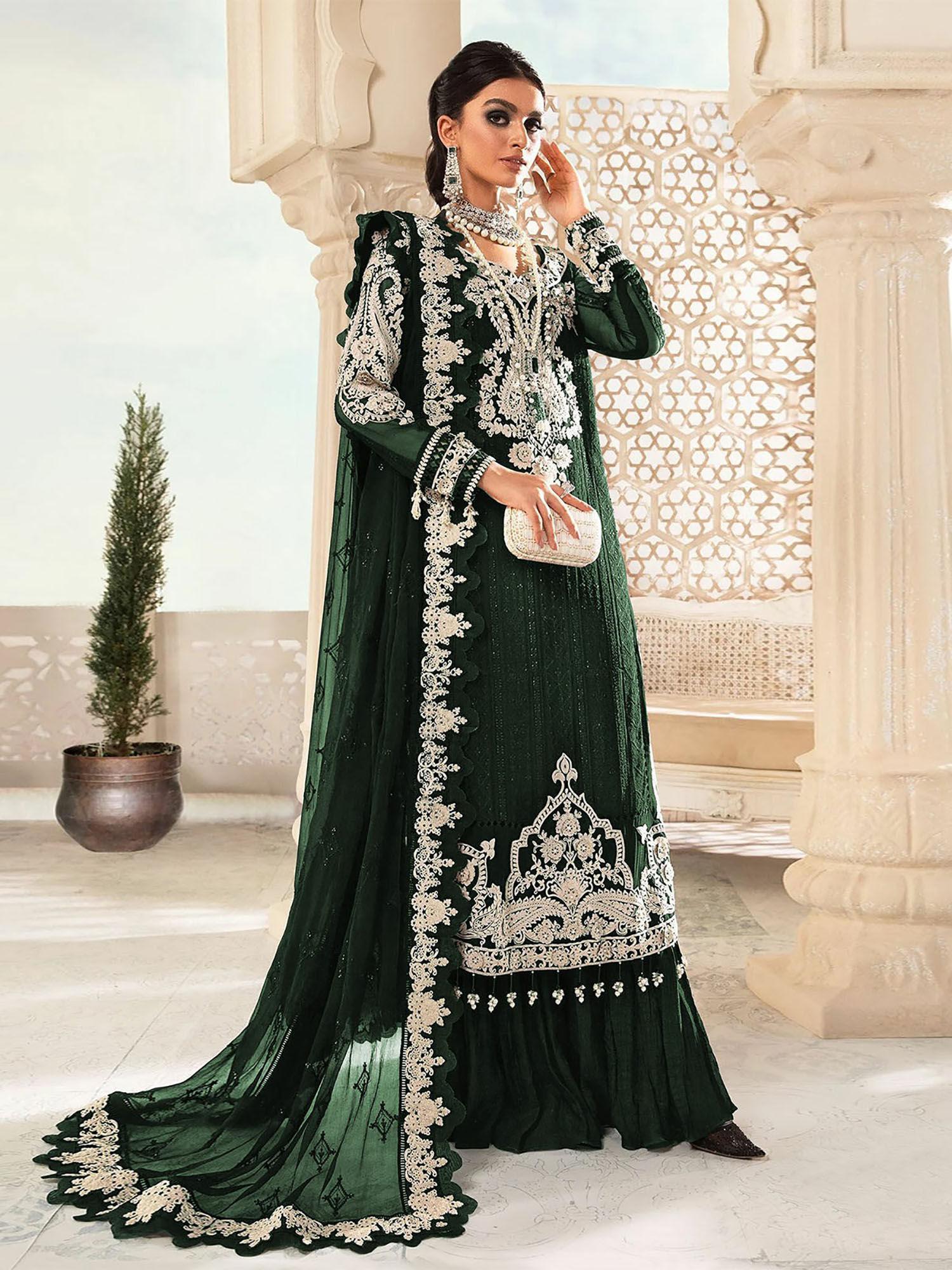 green-embroidered-georgette-partywear-semi-stitched-dress-material-(set-of-3)