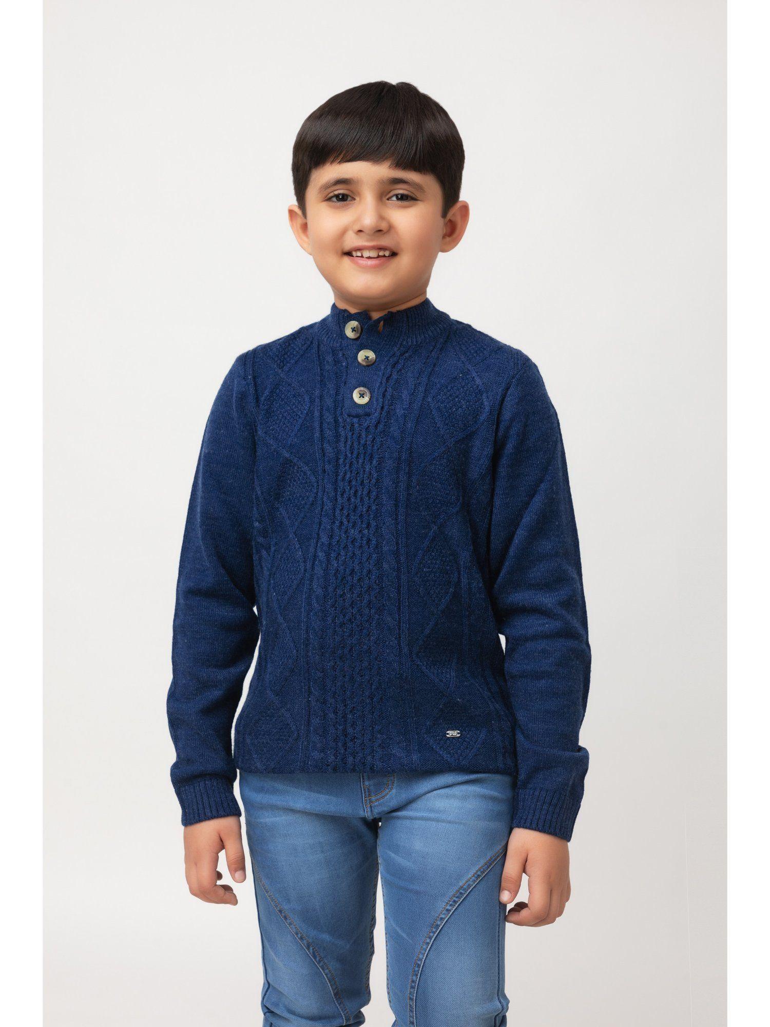 boys-navy-blue-woven-full-sleeves-high-neck-sweater