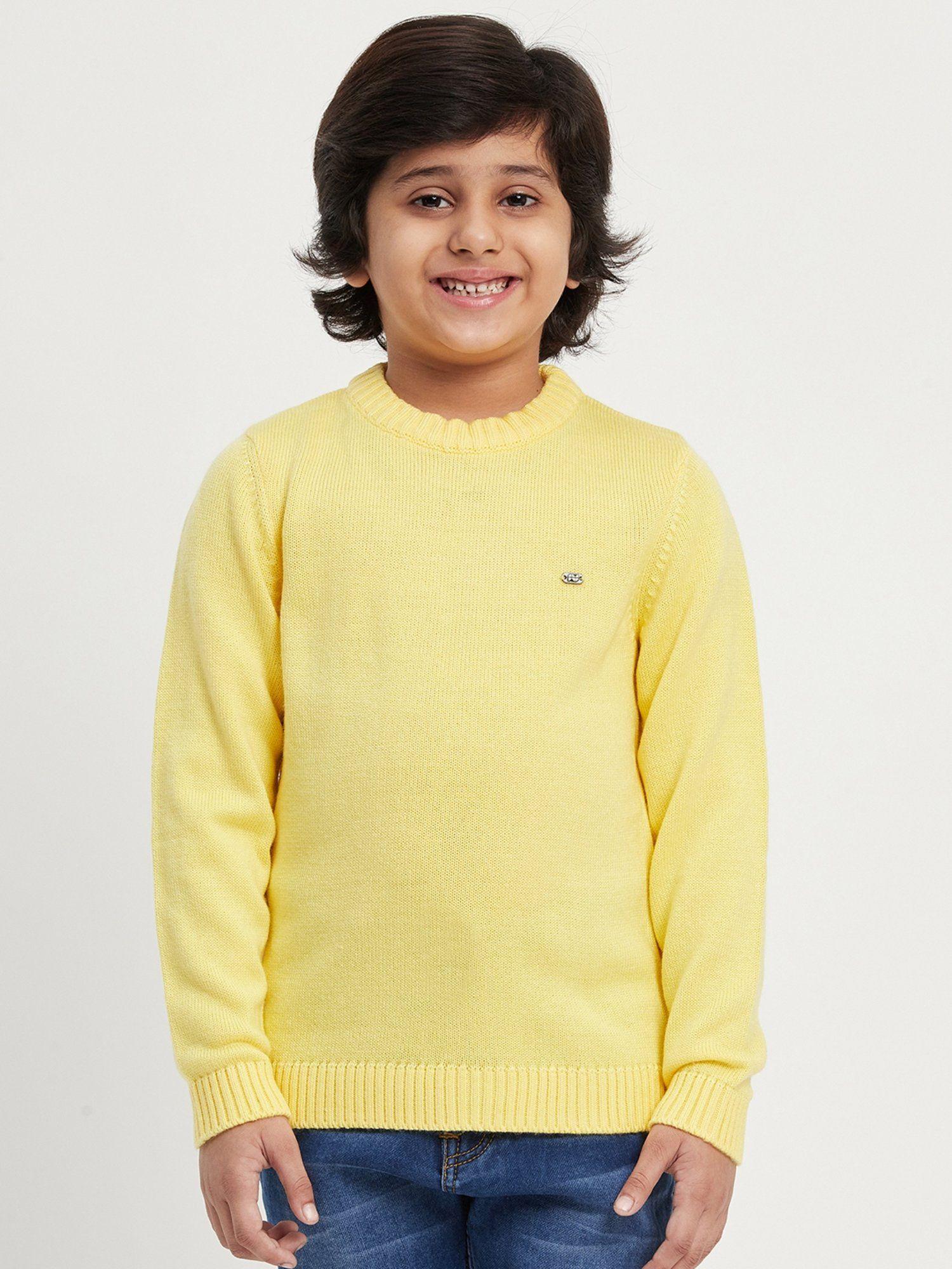 unisex-yellow-woven-full-sleeves-round-neck-sweater