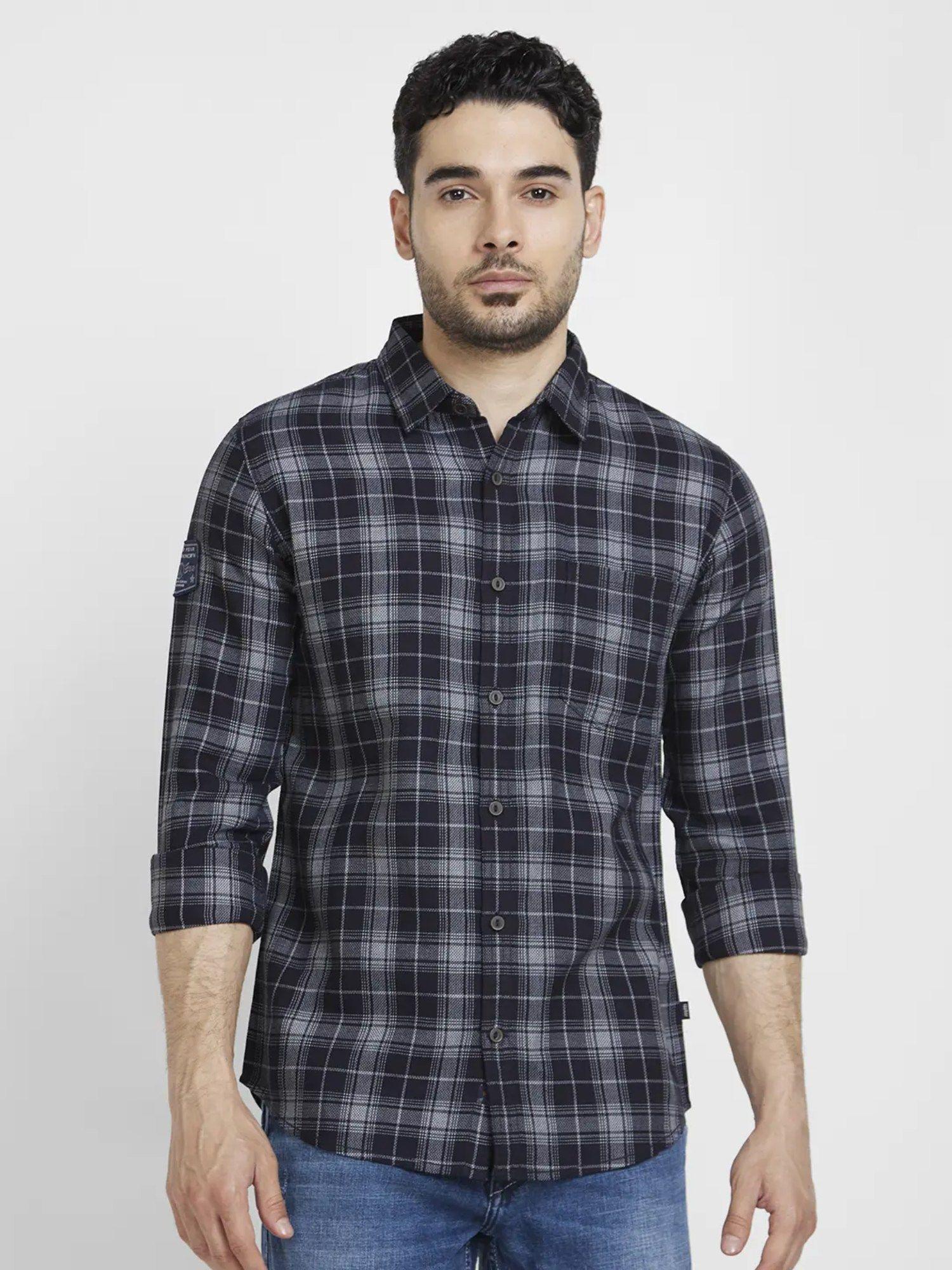 men-indigo-cotton-regular-slim-fit-full-sleeve-checks-shirt