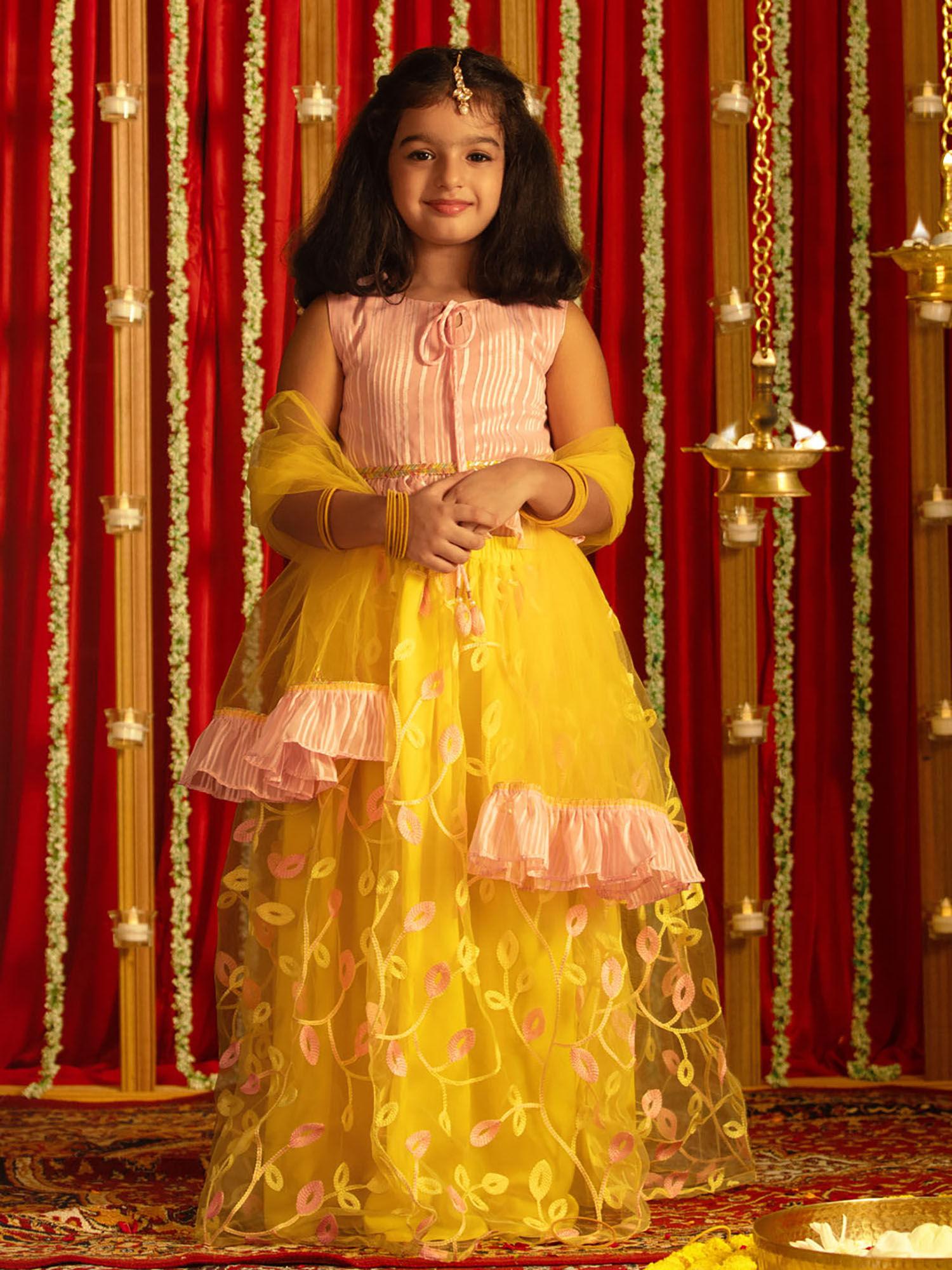 girls-pink-and-yellow-lehenga-with-dupatta-(set-of-3)