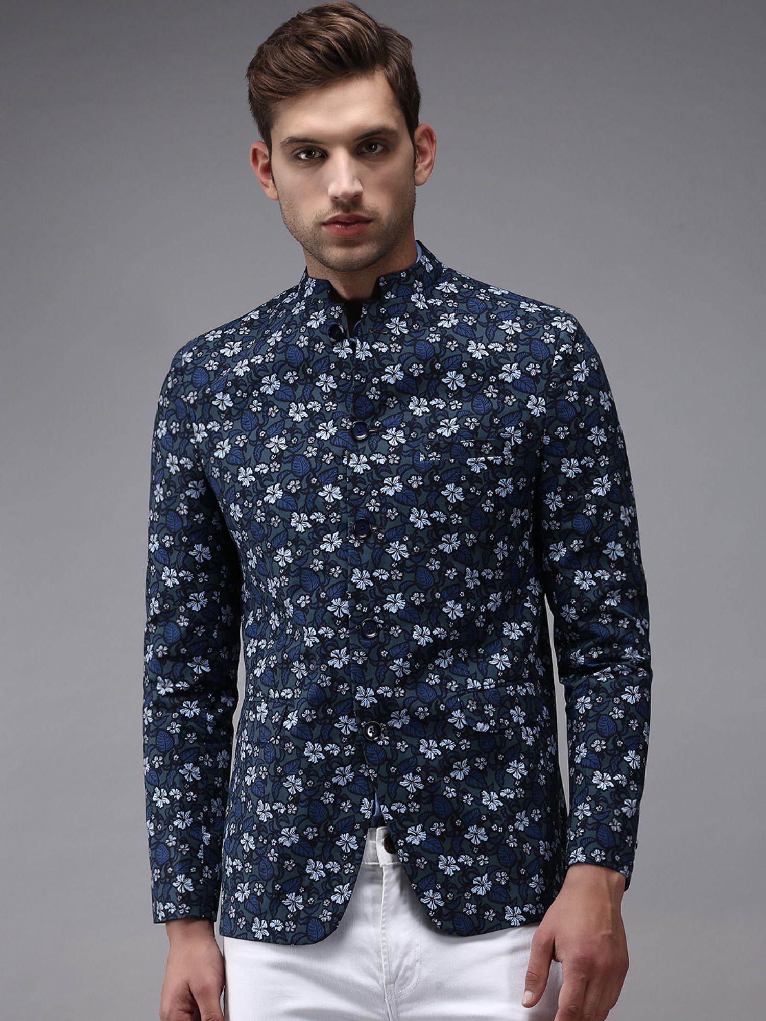 men-mandarin-collar-grey-printed-blazer