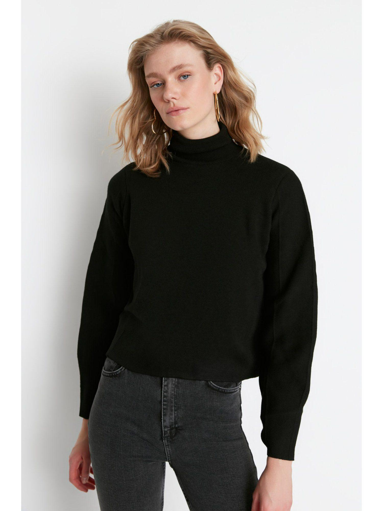 womens-black-textured-sweater