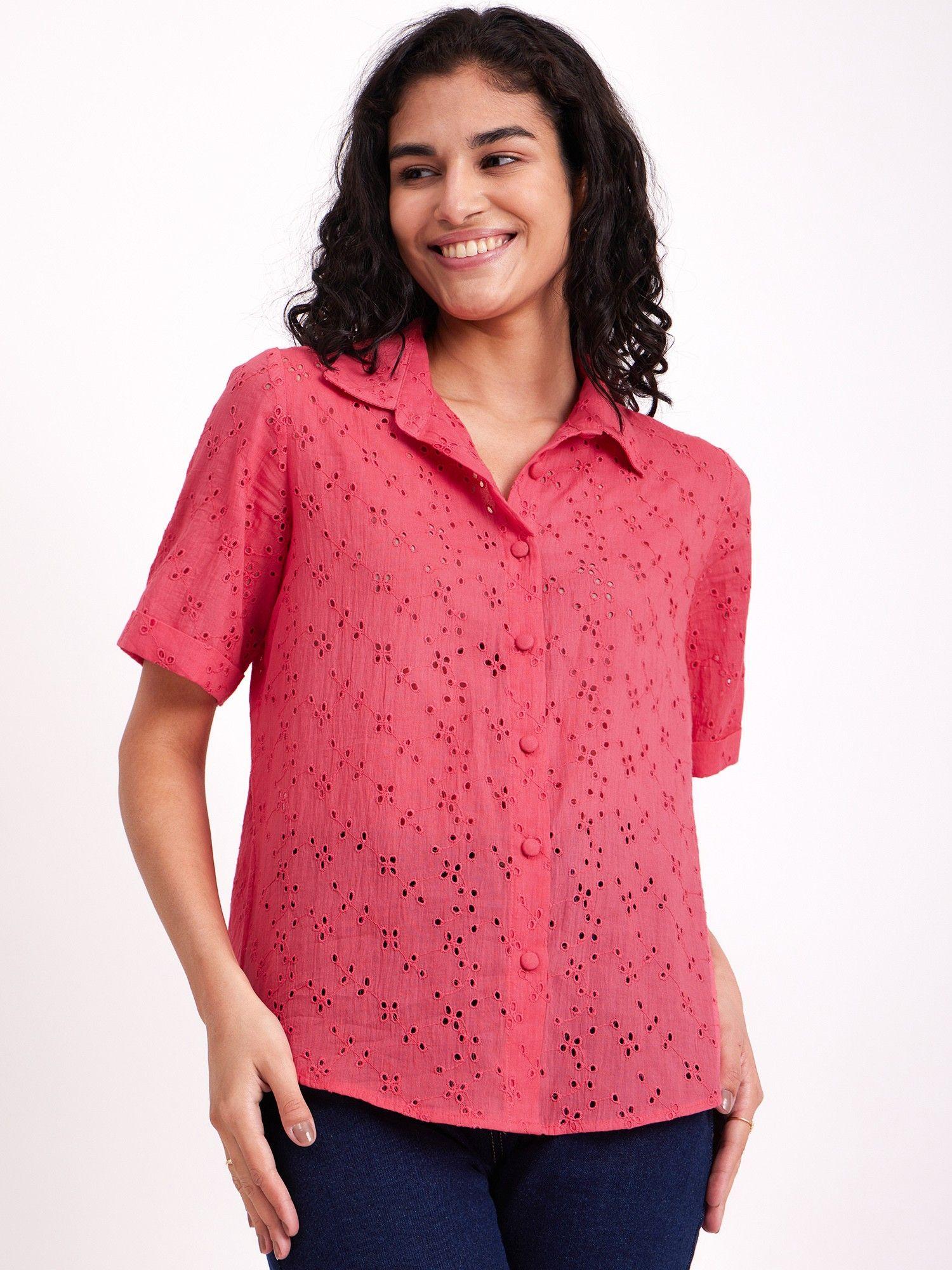 cotton-schiffli-embroidered-shirt---pink