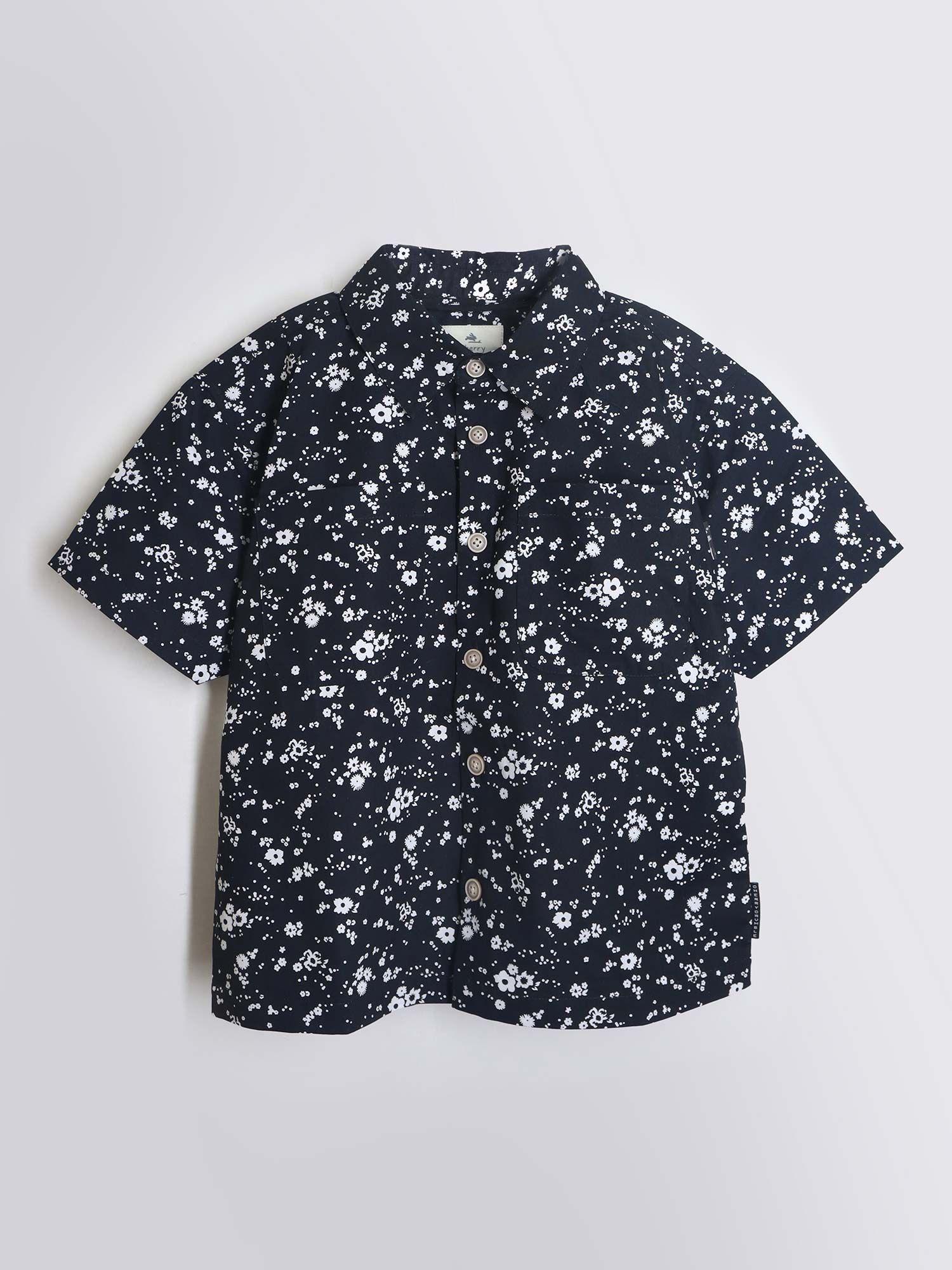 classic-unisex-black-floral-cotton-half-sleeve-shirt