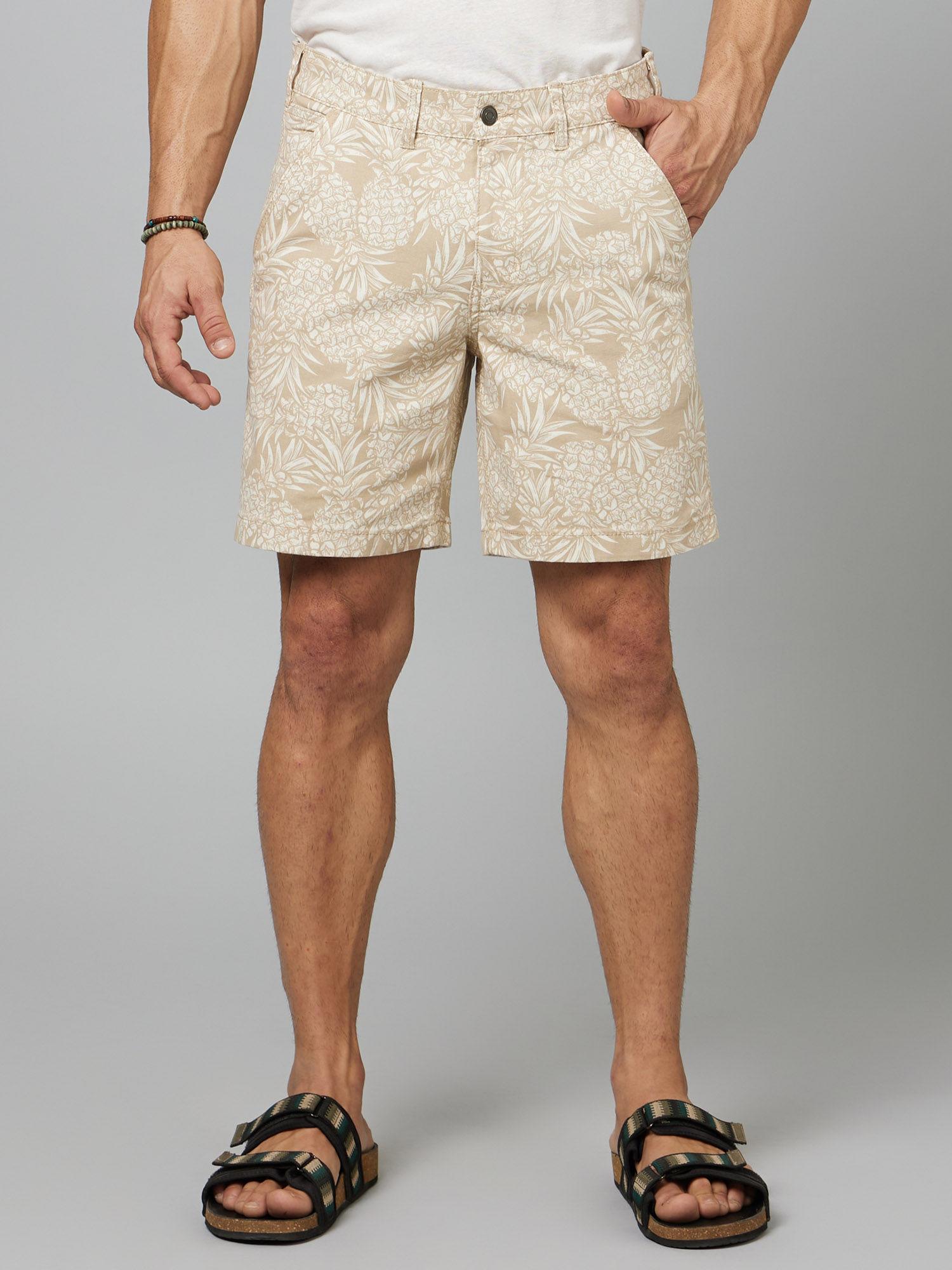 mens-beige-printed-bermuda-shorts