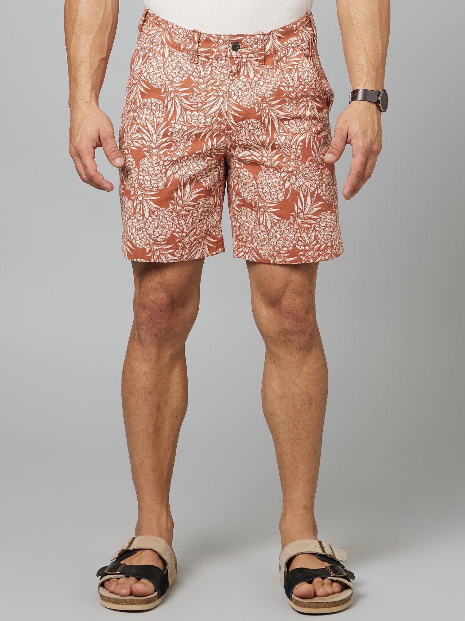 mens-orange-printed-bermuda-shorts