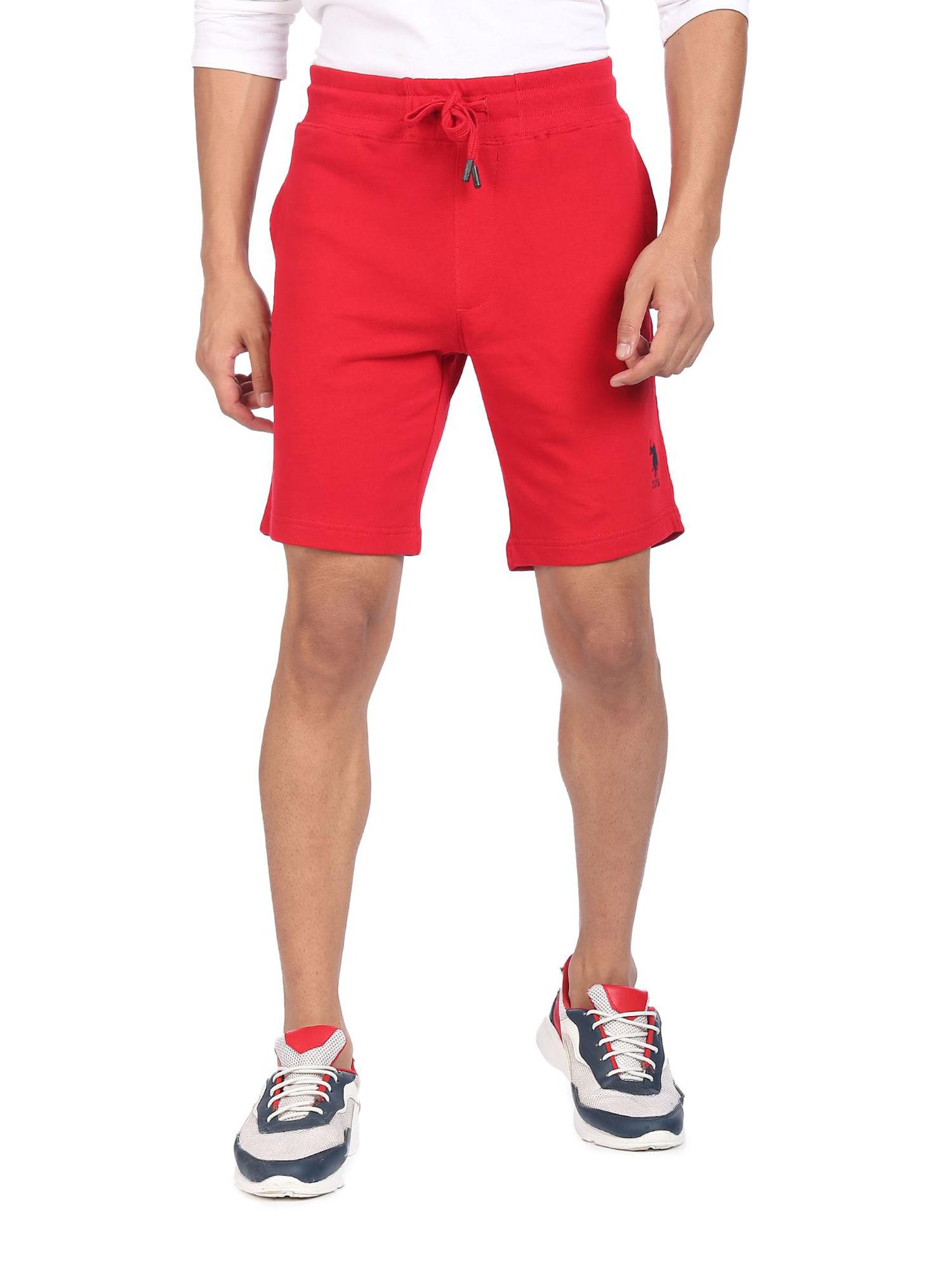 men-re-drawstring-waist-solid-knit-shorts