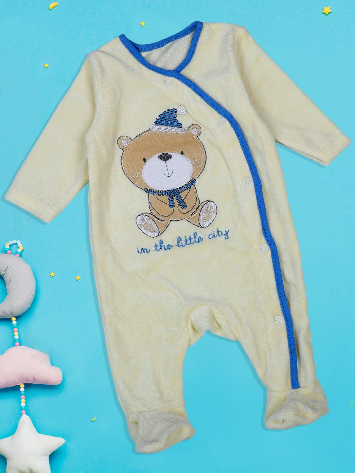 bear-in-the-city-infant-full-sleeves-snap-button-bodysuit-romper-yellow