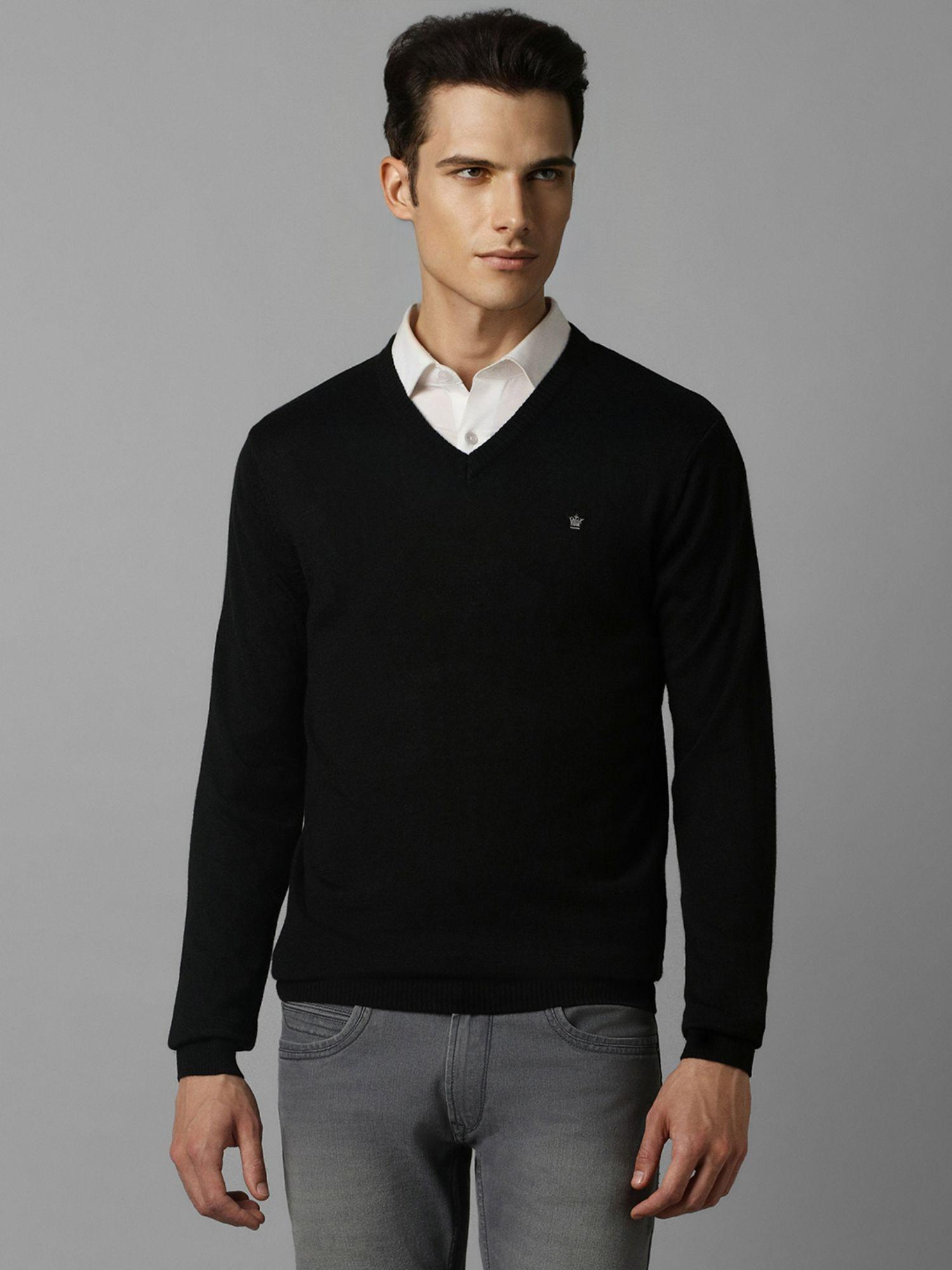 men-black-solid-v-neck-full-sleeves-sweater