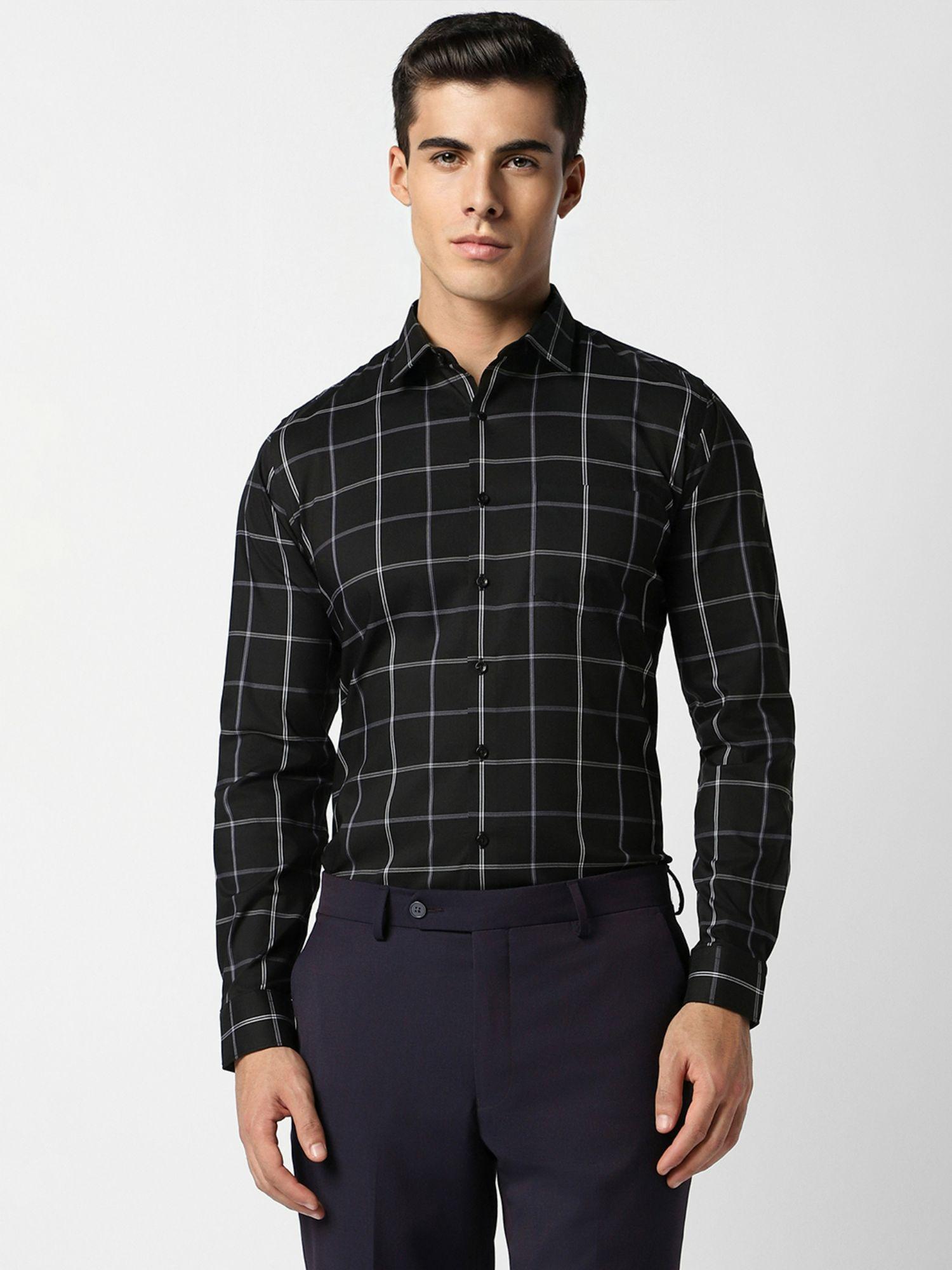 men-black-slim-fit-checks-full-sleeves-formal-shirt