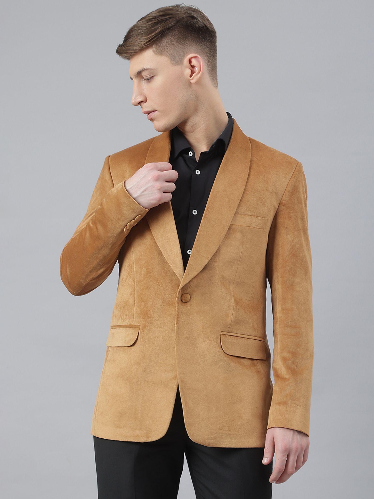 yellow-polyester-solid-blazer