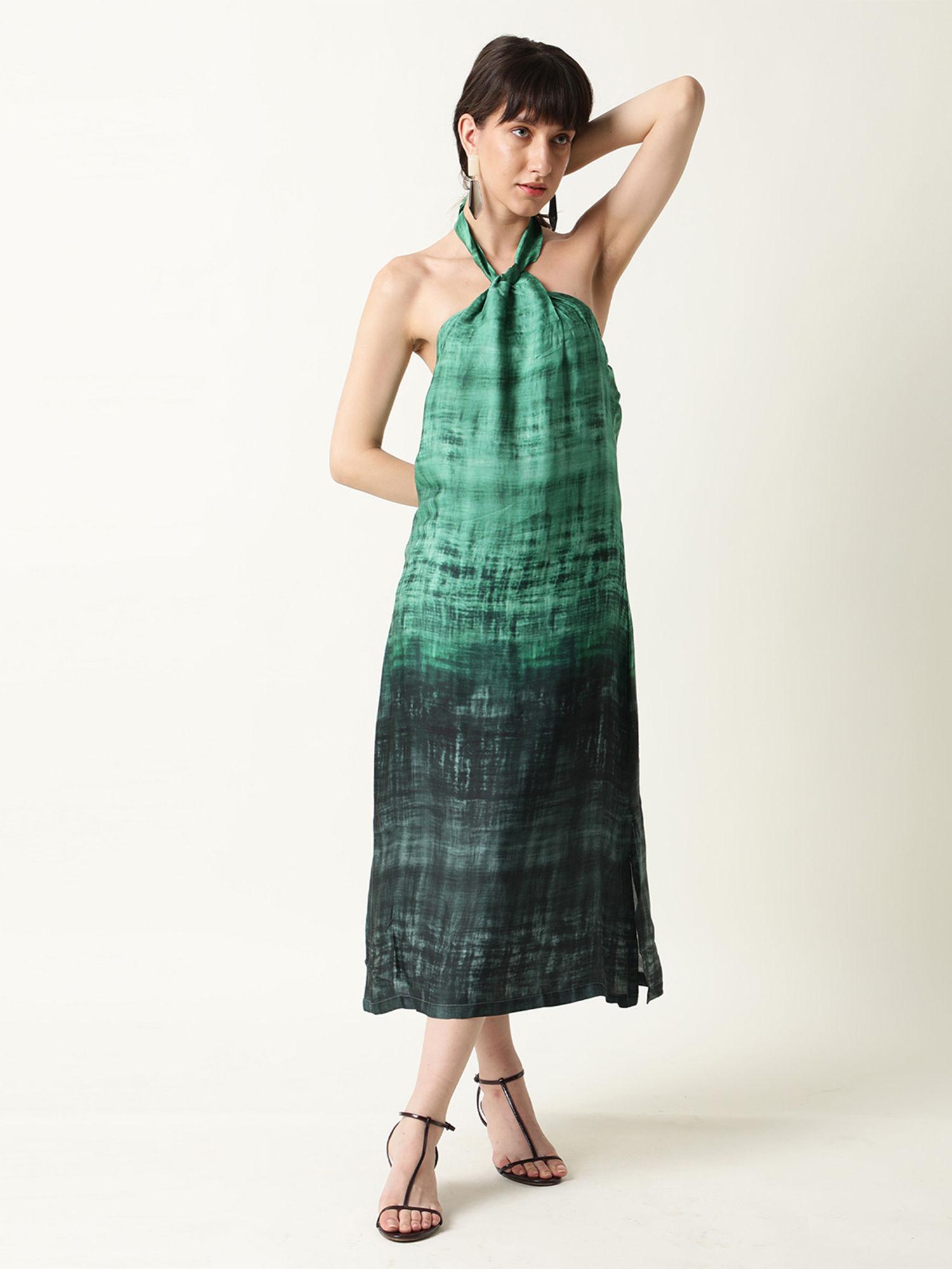 green-printed-dress