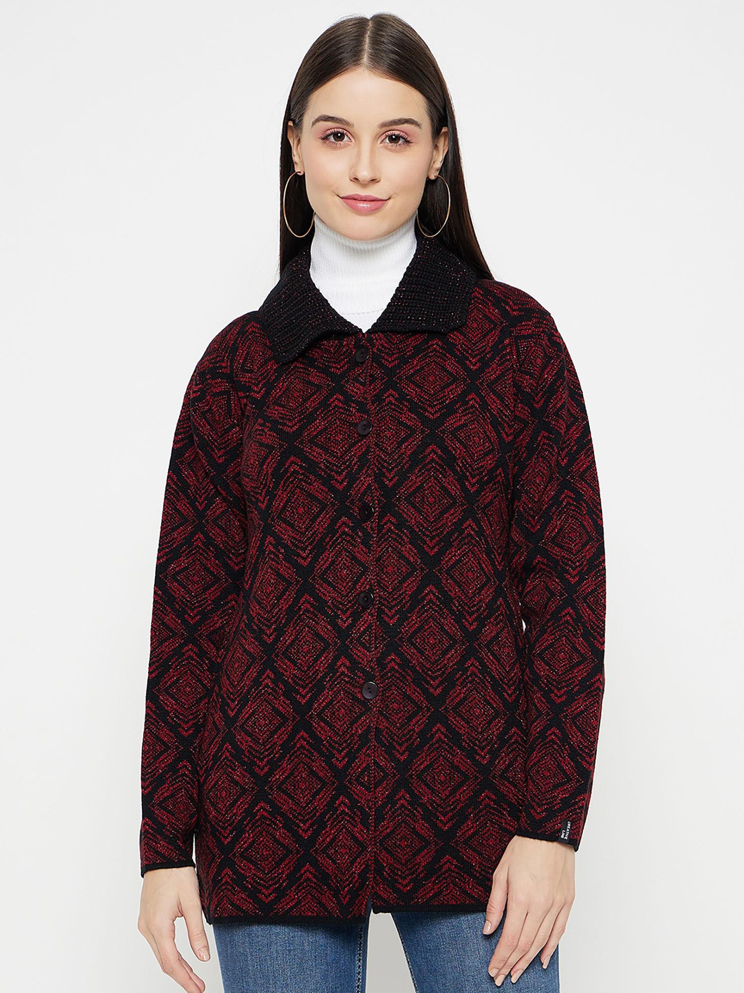 red-woven-knitted-cardigan