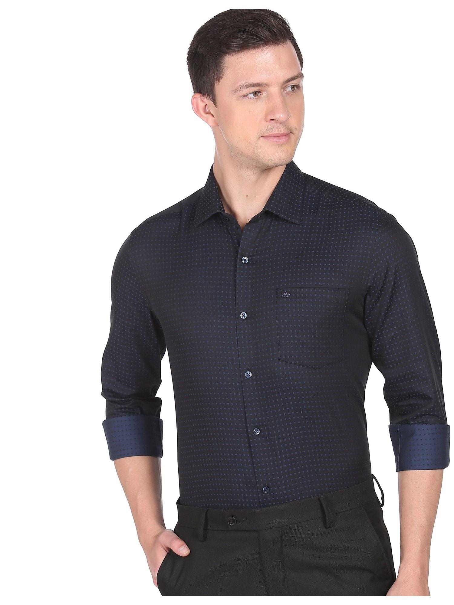men-black-polka-dot-manhattan-slim-fit-formal-shirt