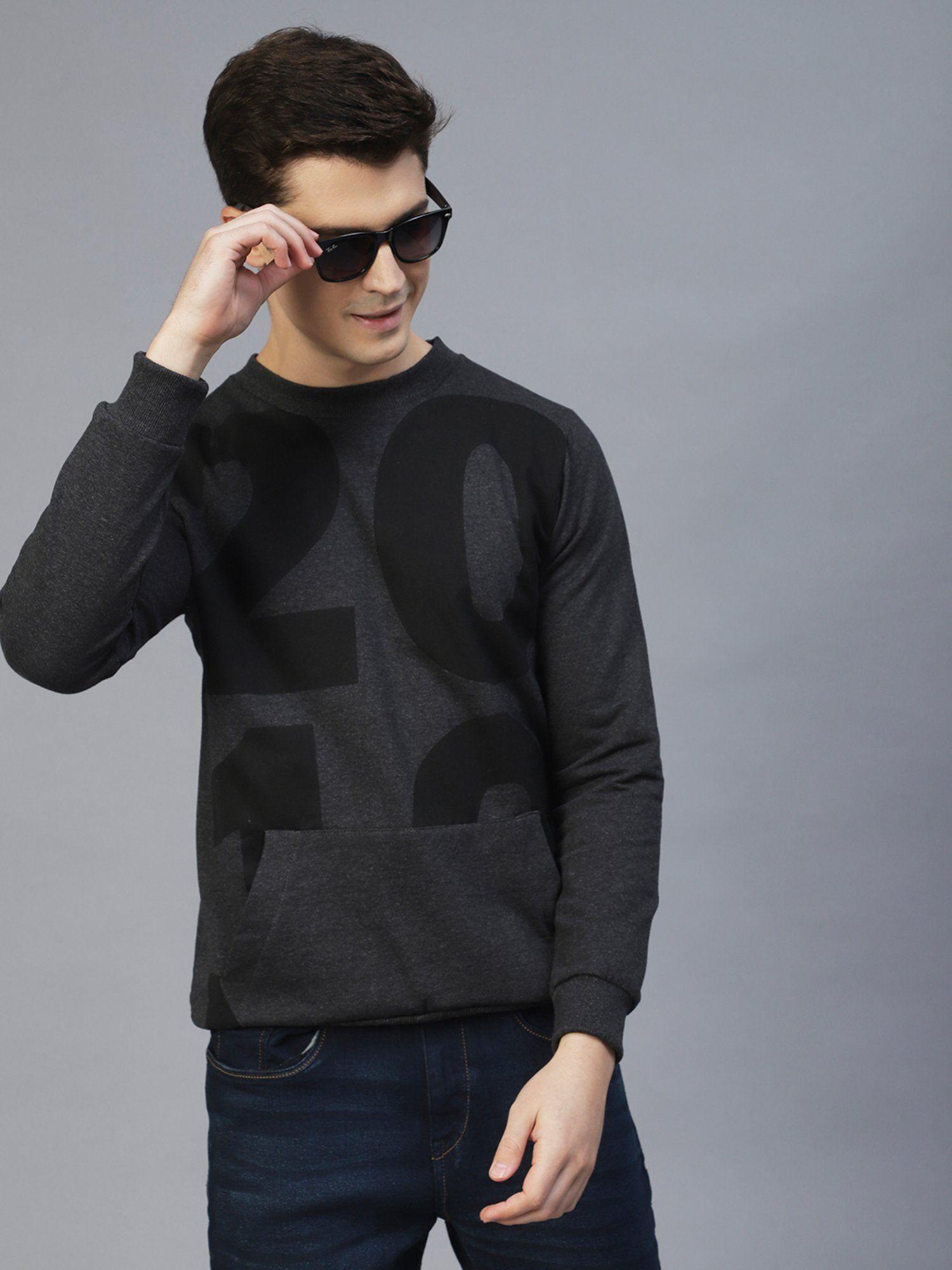 men-charcoal-printed-round-neck-fleece-sweatshirt