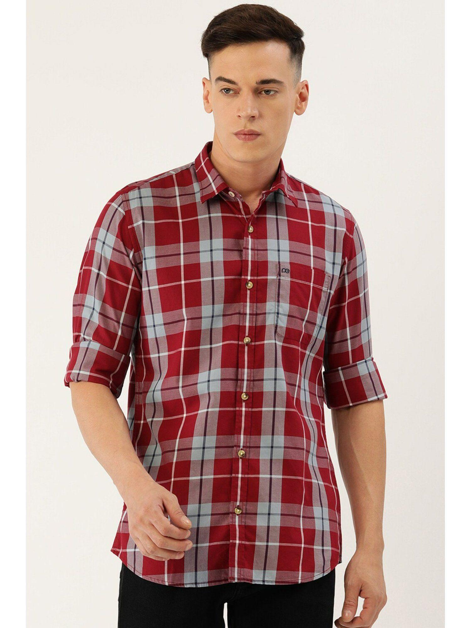 mens-maroon-slim-fit-check-full-sleeves-casual-shirt
