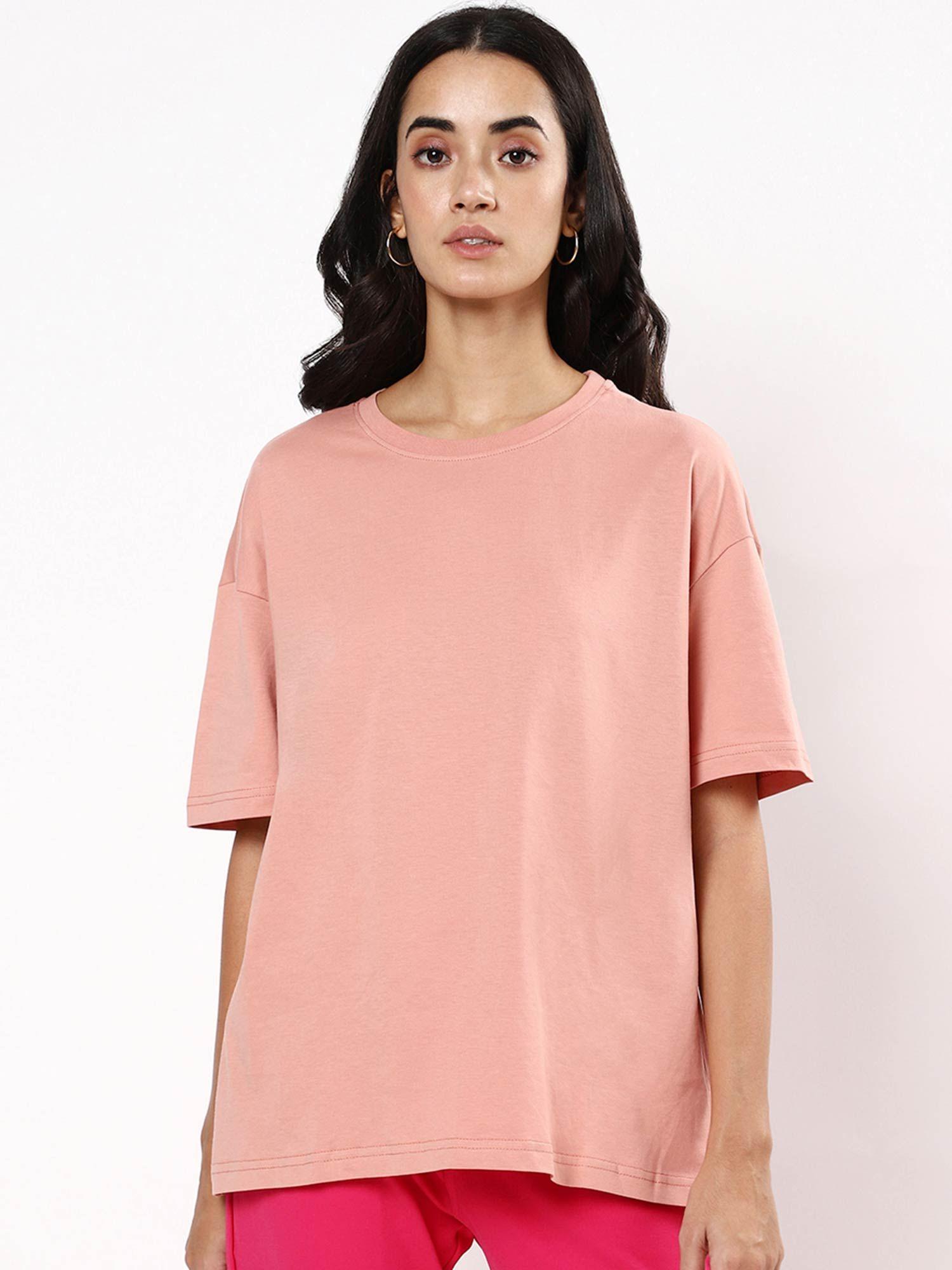 women-pink-solid-oversized-t-shirt