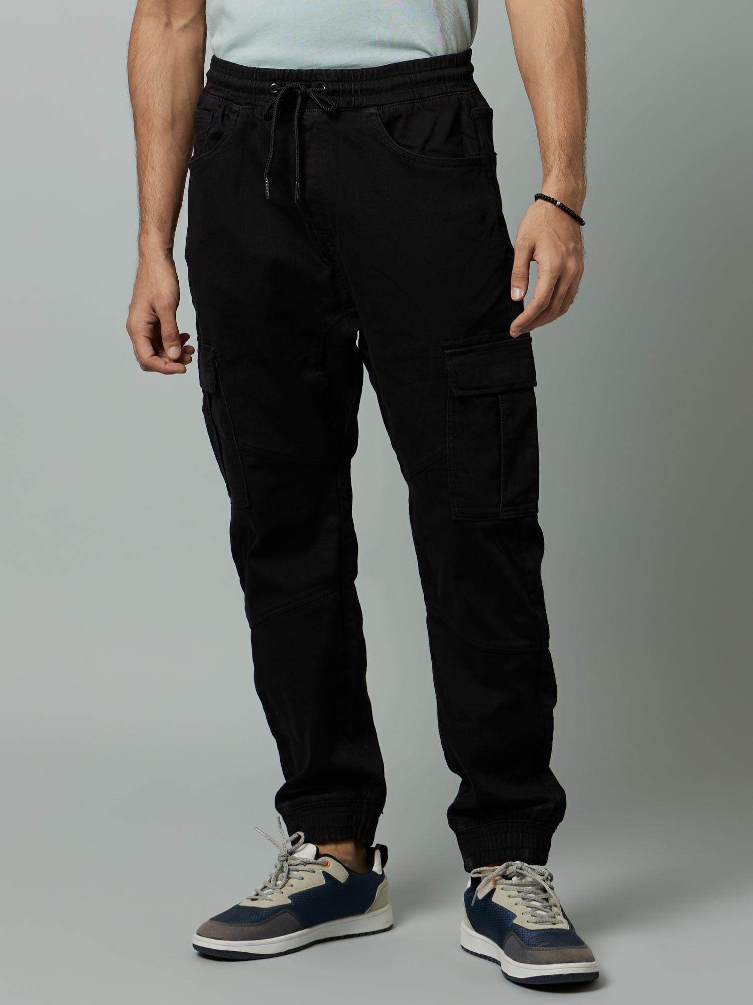 mens-black-solid-cargo-trouser