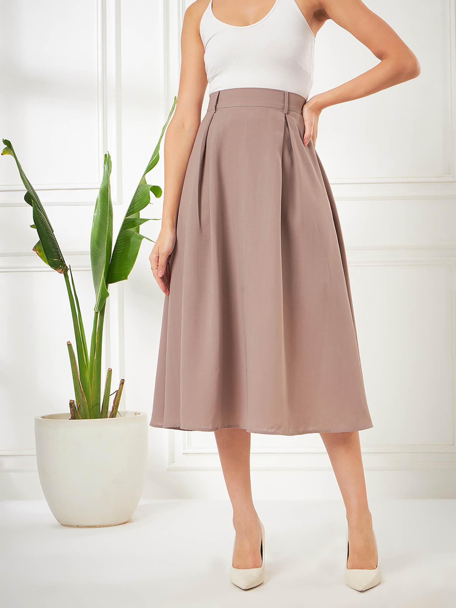 womens-khaki-formal-skirt