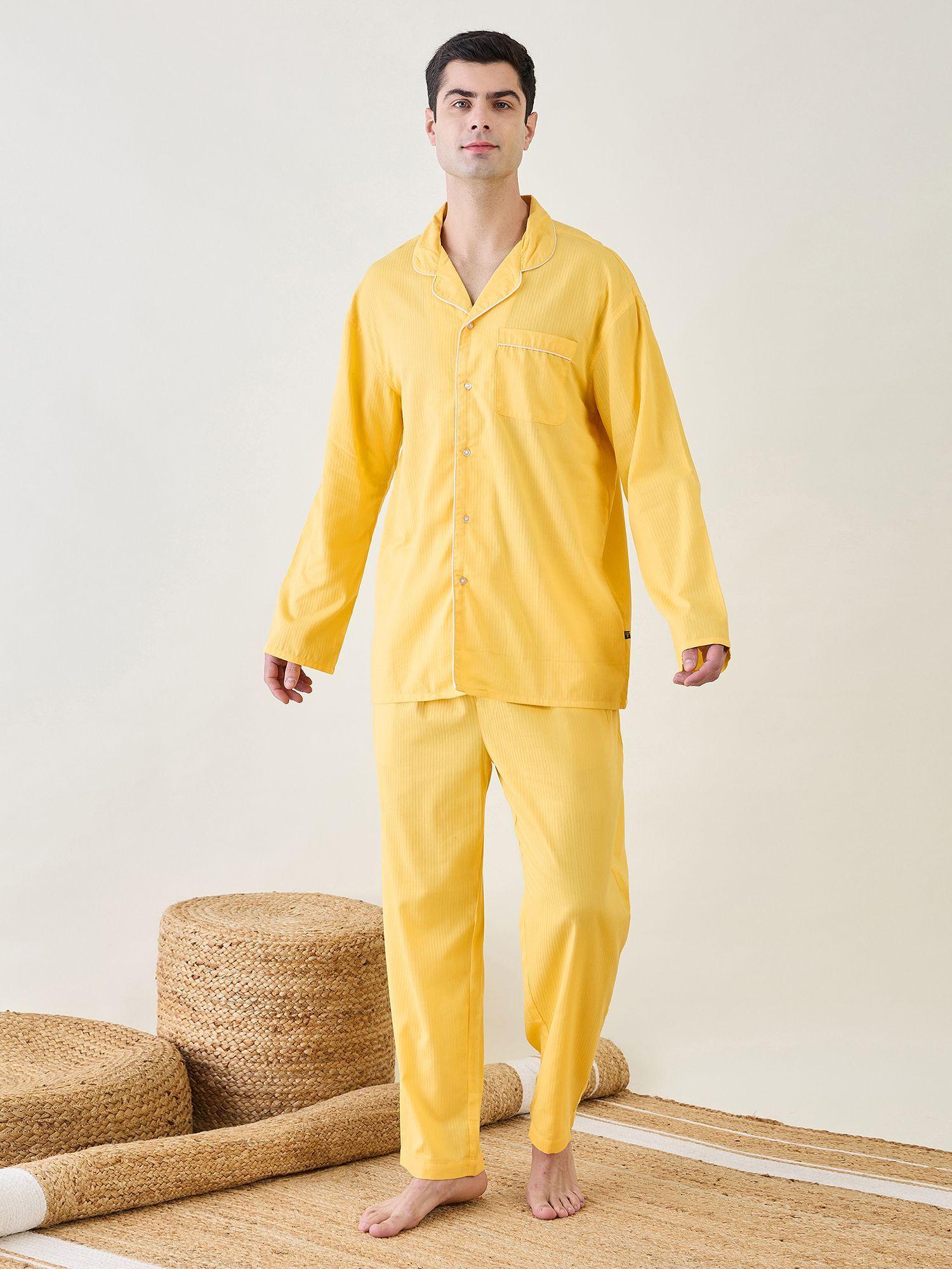 mens-yellow-classic-shirt-and-pyjama-(set-of-2)