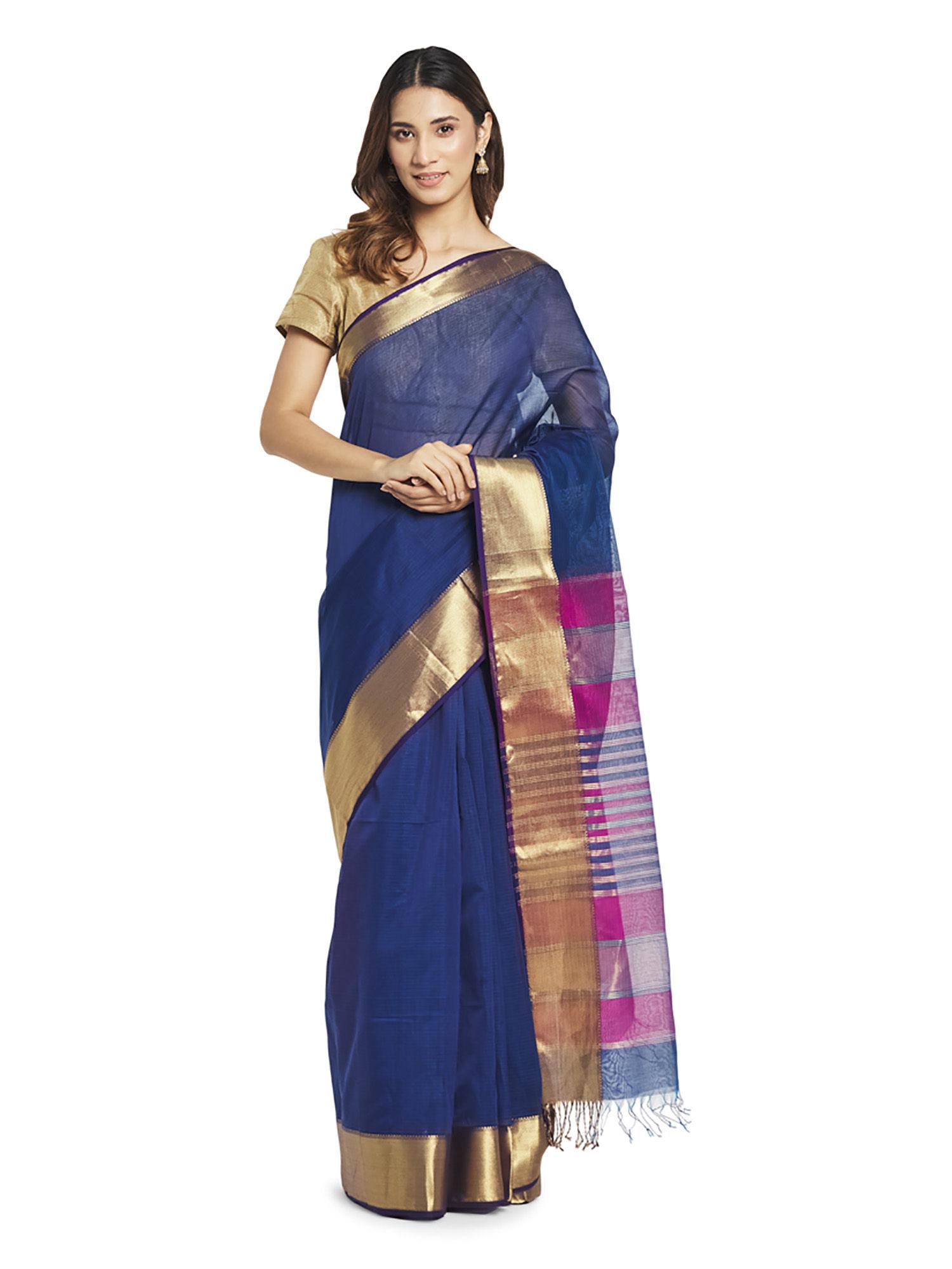 blue-maheshwari-cotton-silk-saree