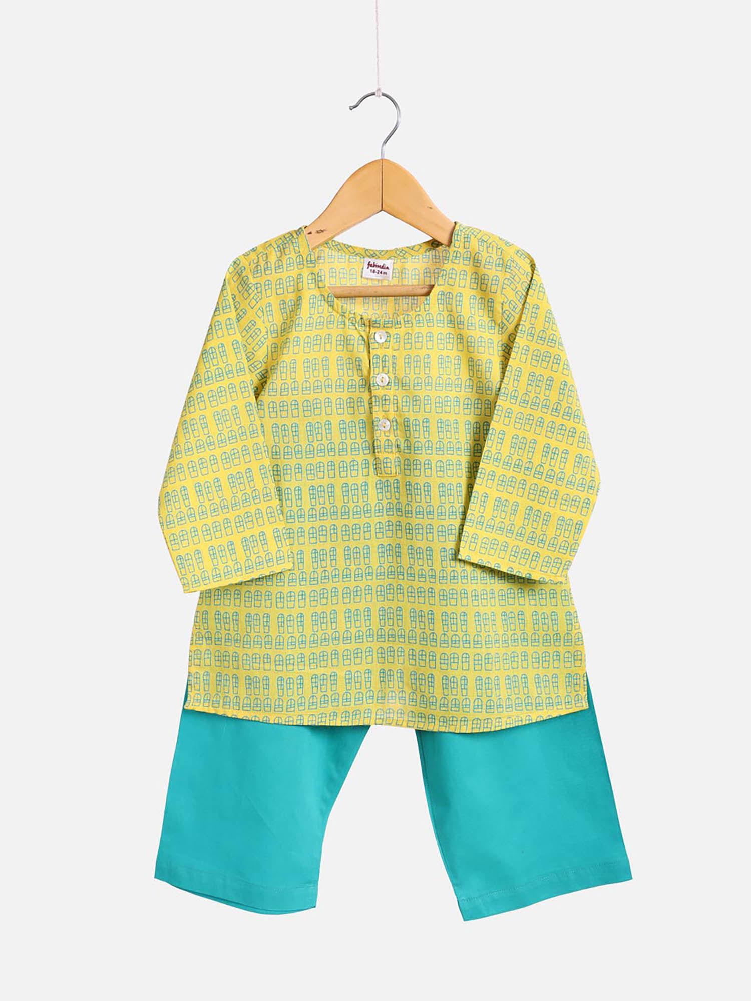 boys-yellow-printed-pyjama-set