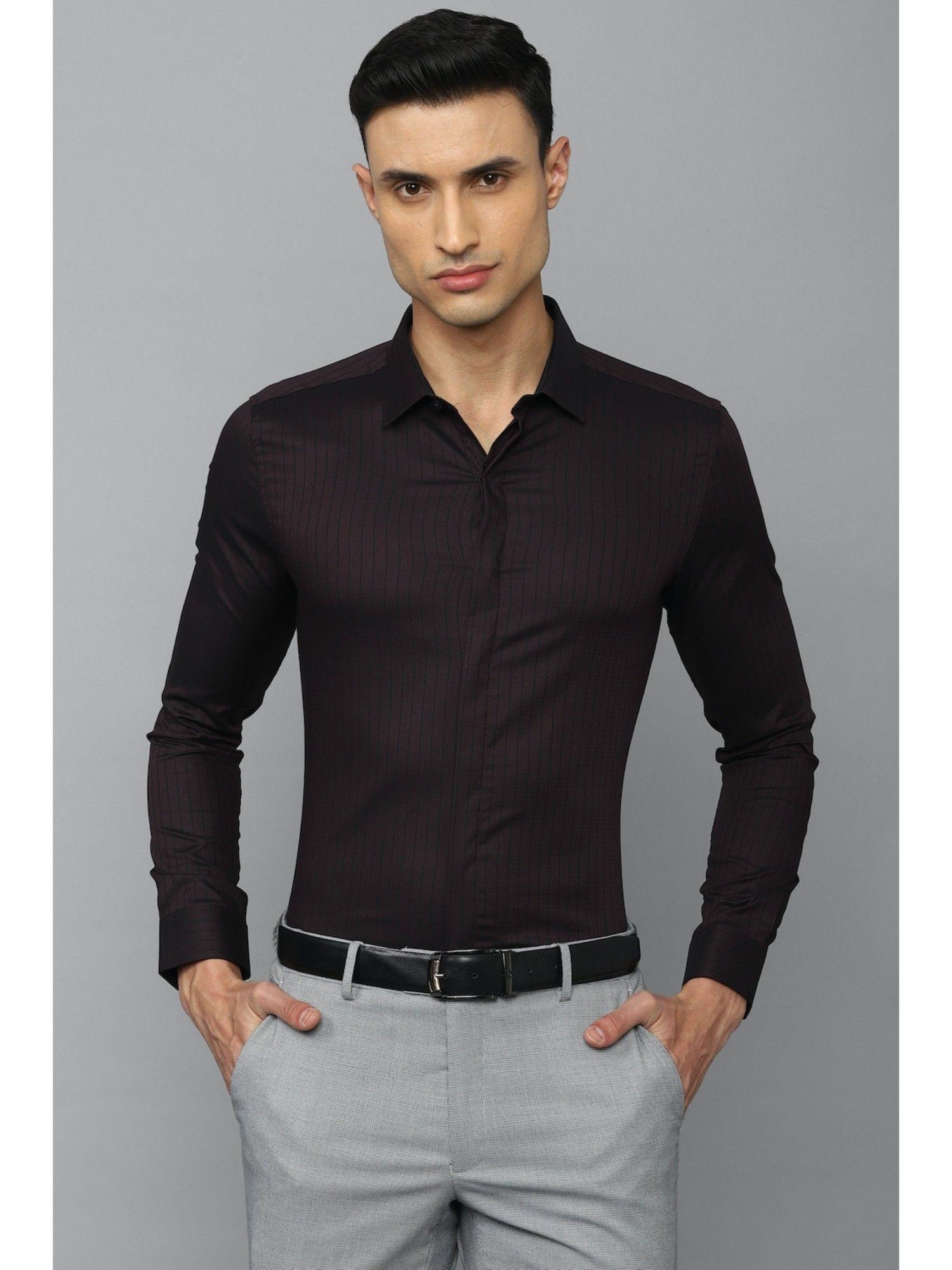 men-brown-super-slim-fit-stripe-full-sleeves-formal-shirt